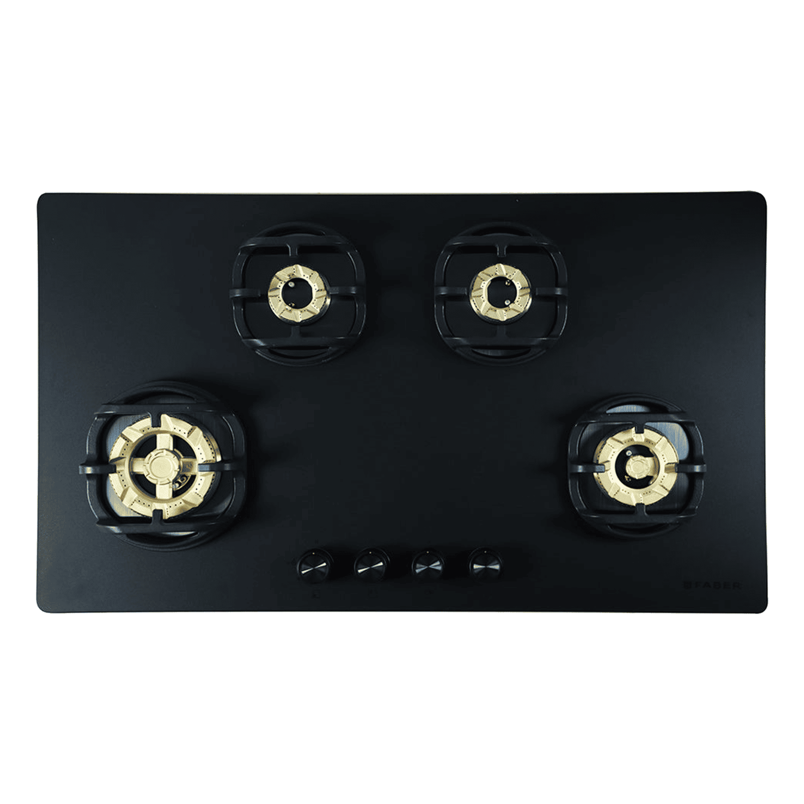 Faber Verona HD904 CI FFD AI Glass Top 4 Burner Automatic Hob (3D Flame Technology, Matt Black & Gold)