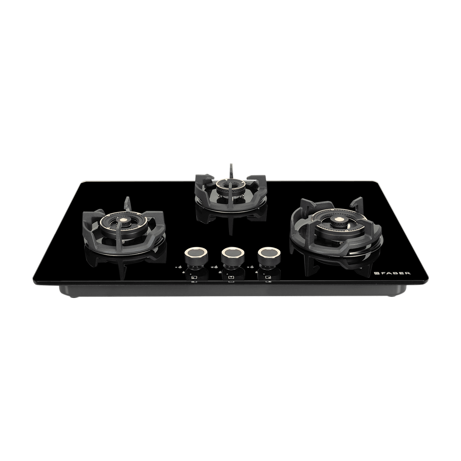 Faber Experia HT753 BR AL AI FFD IN Toughened Glass Top 3 Burner Automatic Hob (Spill-Proof Design, Black)