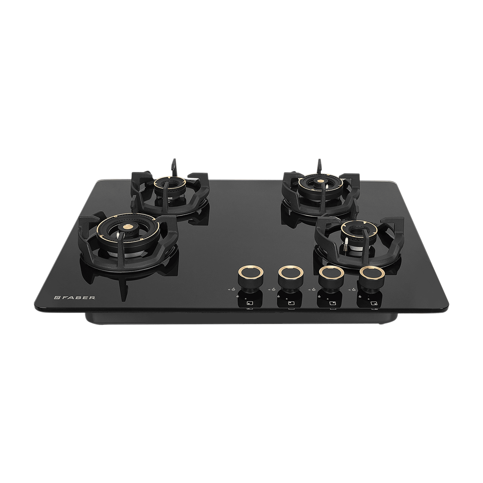 Faber Experia HT704 BR AL AI IN Toughened Glass Top 4 Burner Automatic Hob (Spill-Proof Design, Black)