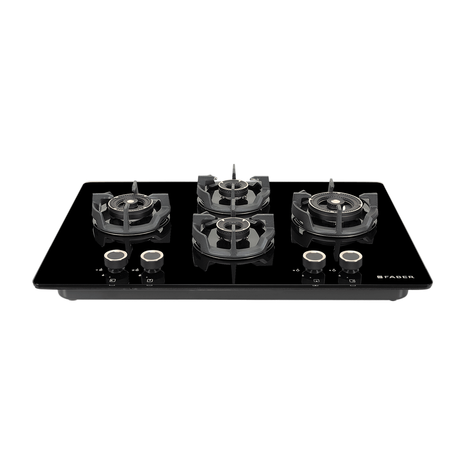 Faber Experia HT754 BR AL AI FFD IN Toughened Glass Top 4 Burner Automatic Hob (Spill-Proof Design, Black)