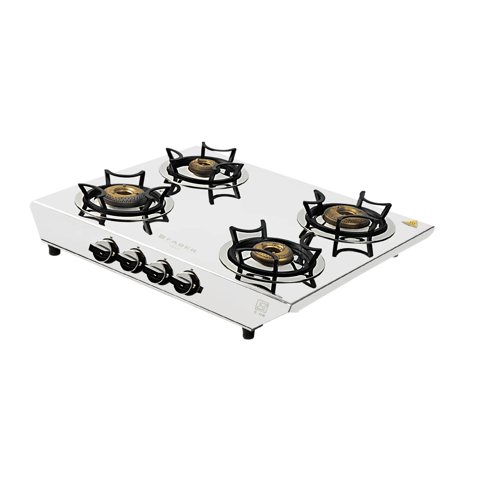 Faber Hilux Max DX 4BB SS 4 Burner Manual Hob (360 Degree Revolving Nozzle, Silver)