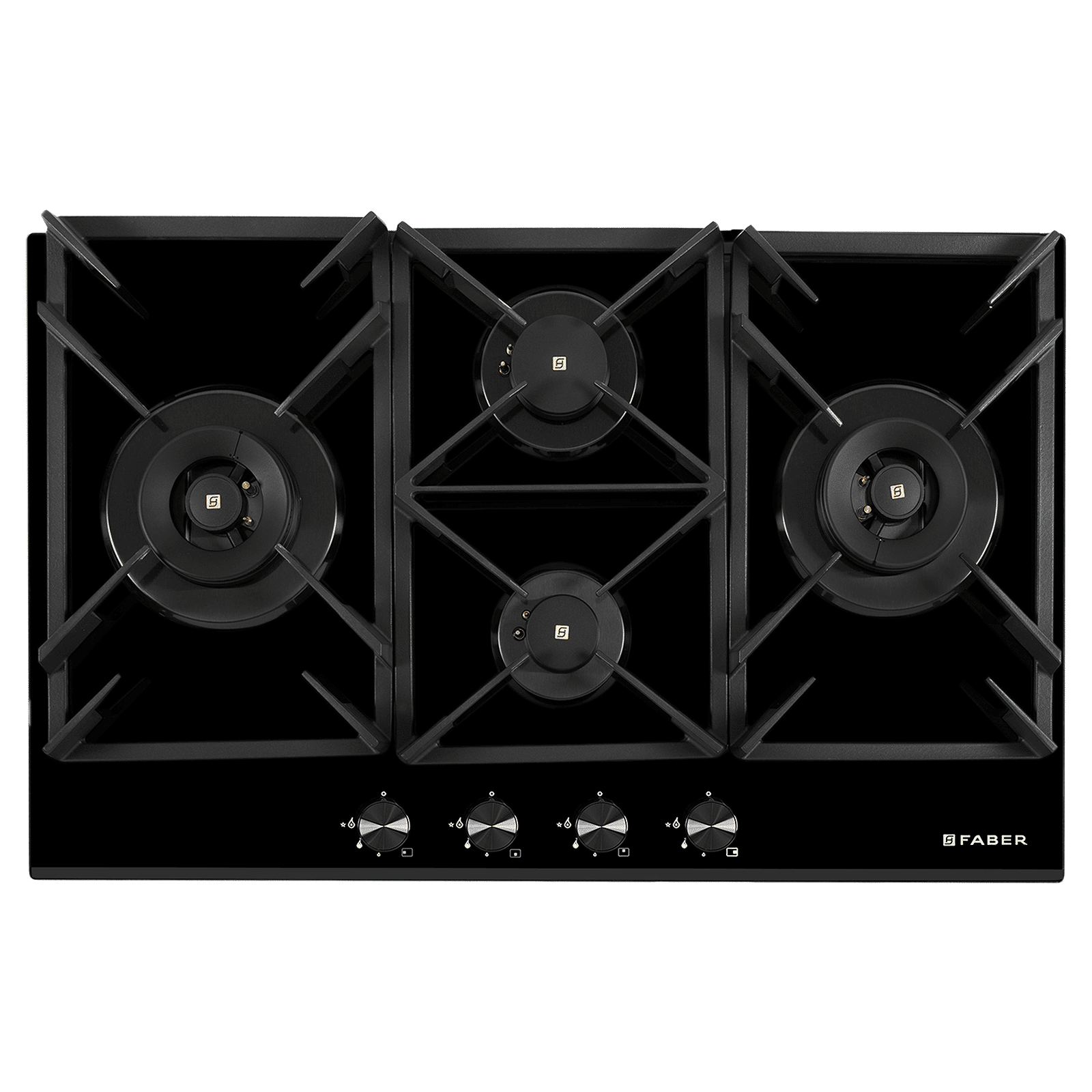 Faber INSPIRIA 904 BR AI FFD GL PNG Tempered Glass Top 4 Burners Automatic Hob (Flame Failure Device, Black)