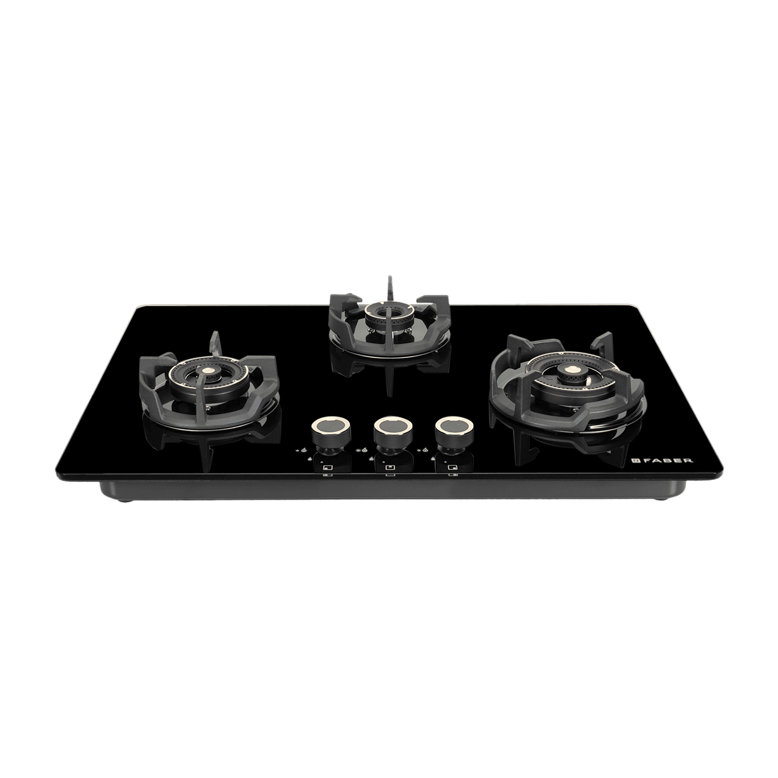 Faber Experia HT753 BR AL AI IN Toughened Glass Top 3 Burner Automatic Hob (Spill-Proof Design, Black)