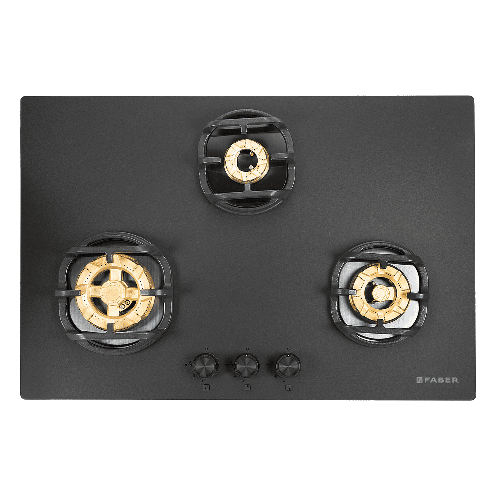 Faber Verona HD783 CI FFD AI Glass Top 3 Burner Automatic Hob (3D Flame Technology, Matt Black & Gold)
