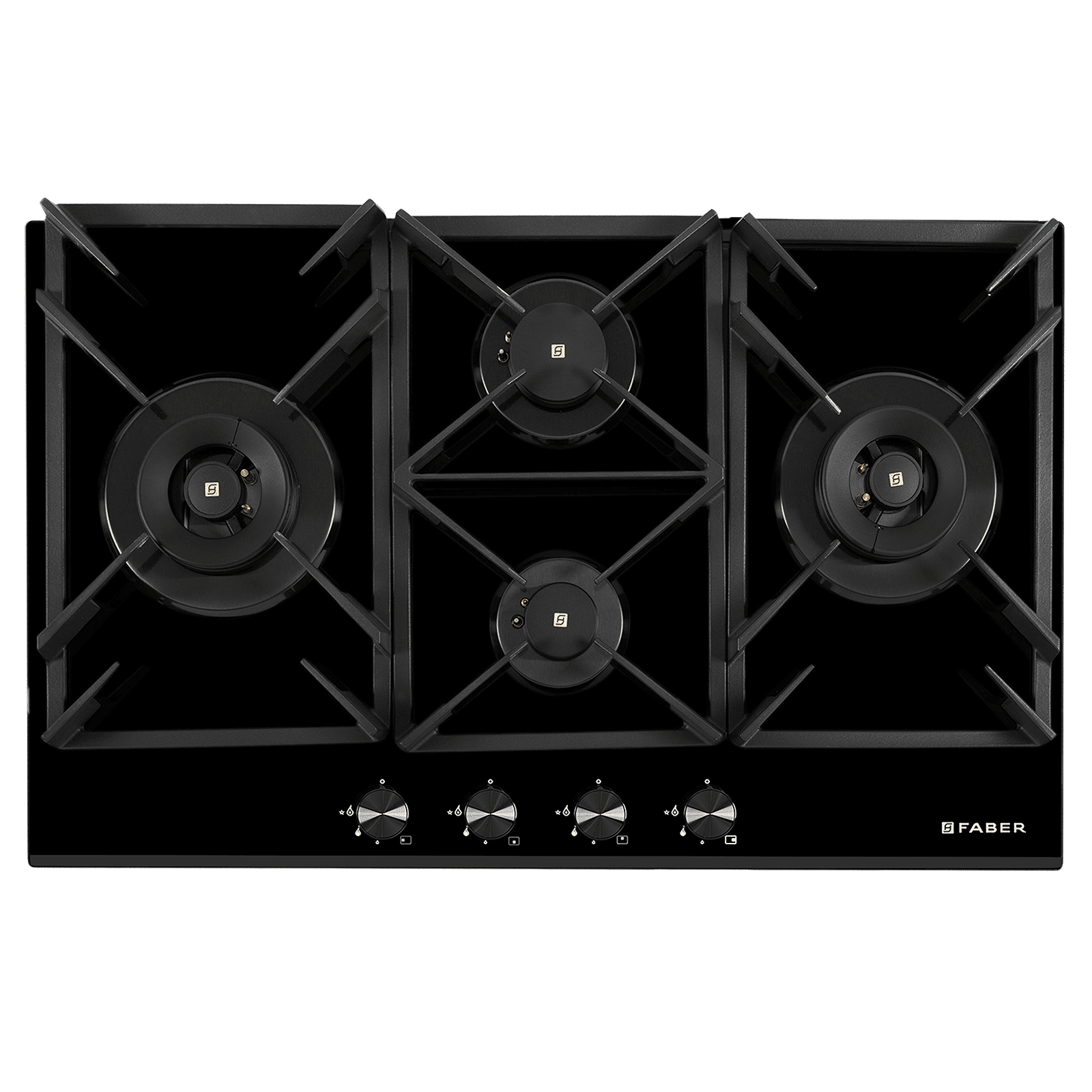 Faber INSPIRIA 904 BR AI FFD GL LPG Tempered Glass Top 4 Burner Automatic Hob (Flame Failure Device, Black)