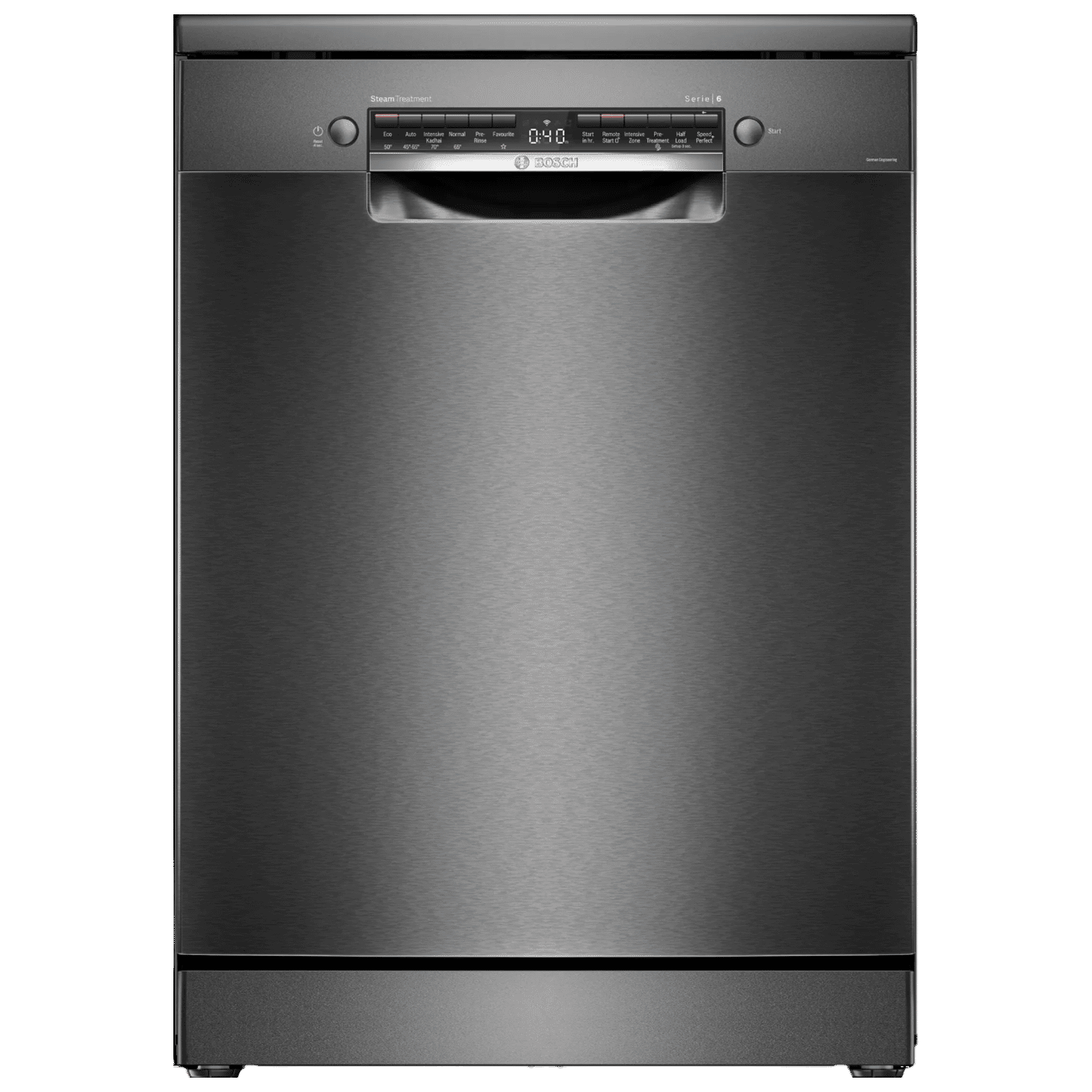 BOSCH Series 6 15 Place Settings Free Standing Dishwasher with Anti-Fingerprint (No Pre-rinse Required, Black Inox)