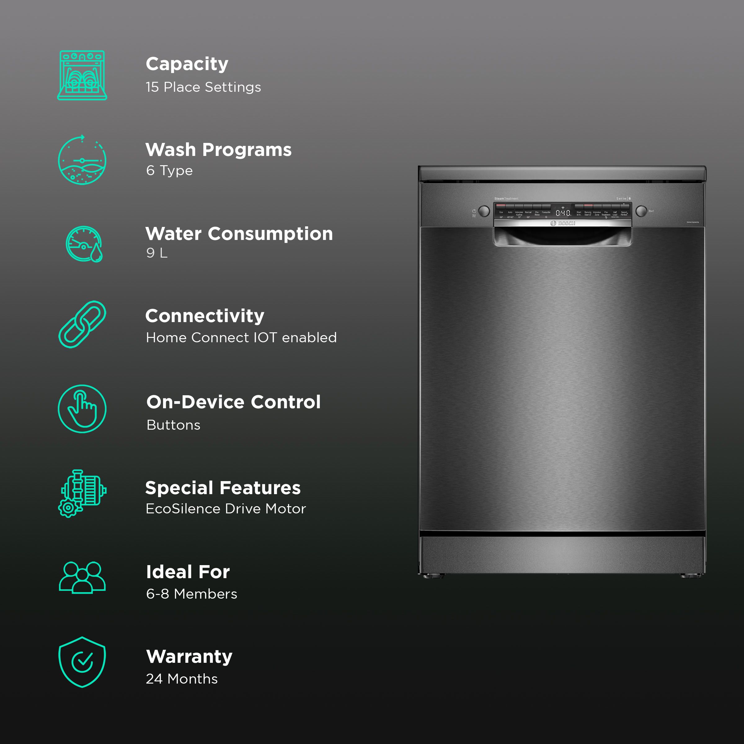 Buy BOSCH Series 15 Place Settings Free Standing Dishwasher with