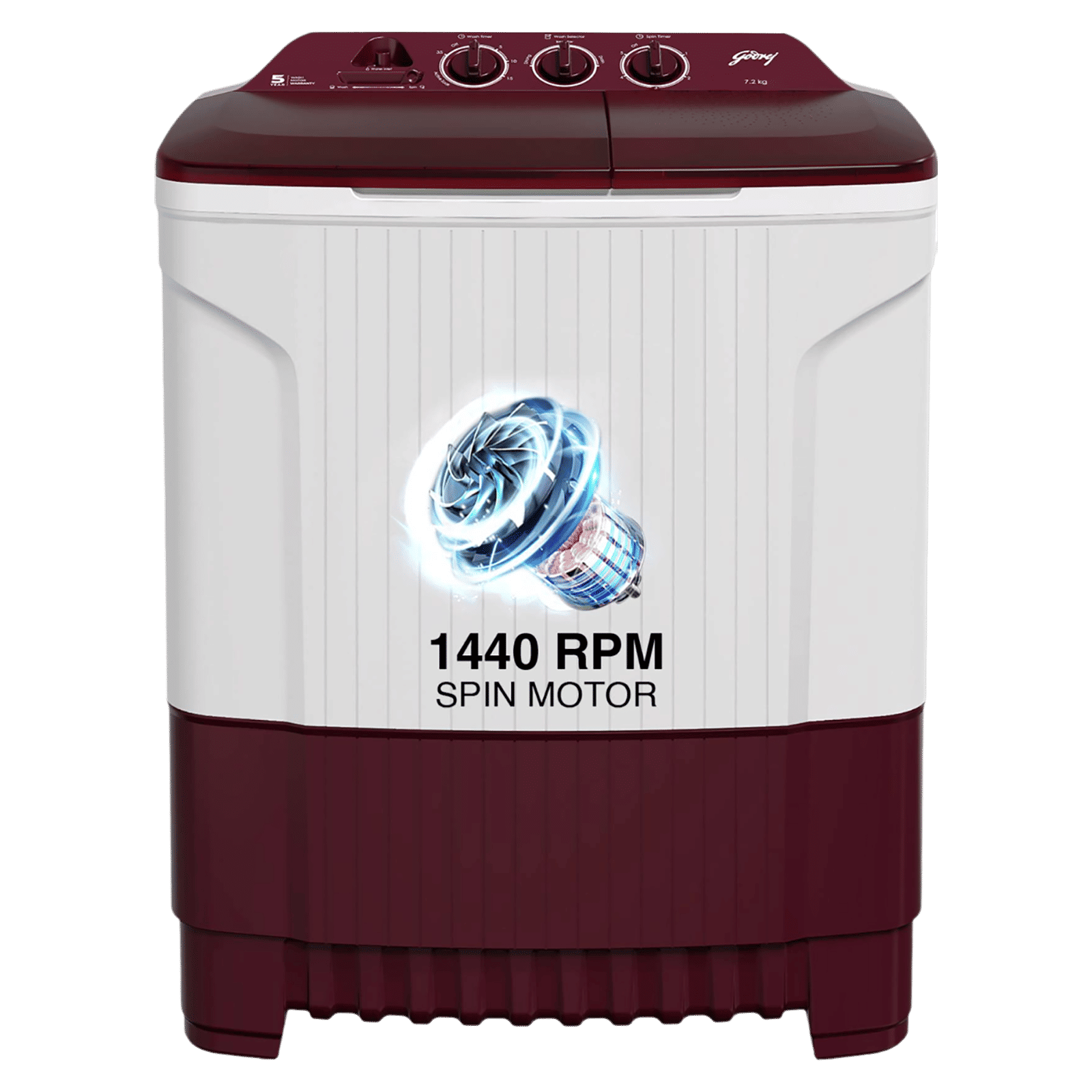 Godrej 7.2 kg 5 Star Semi Automatic Washing Machine with Magic Filter (Edge, WS EDGE CLS 7.2 WN, Wine Red)