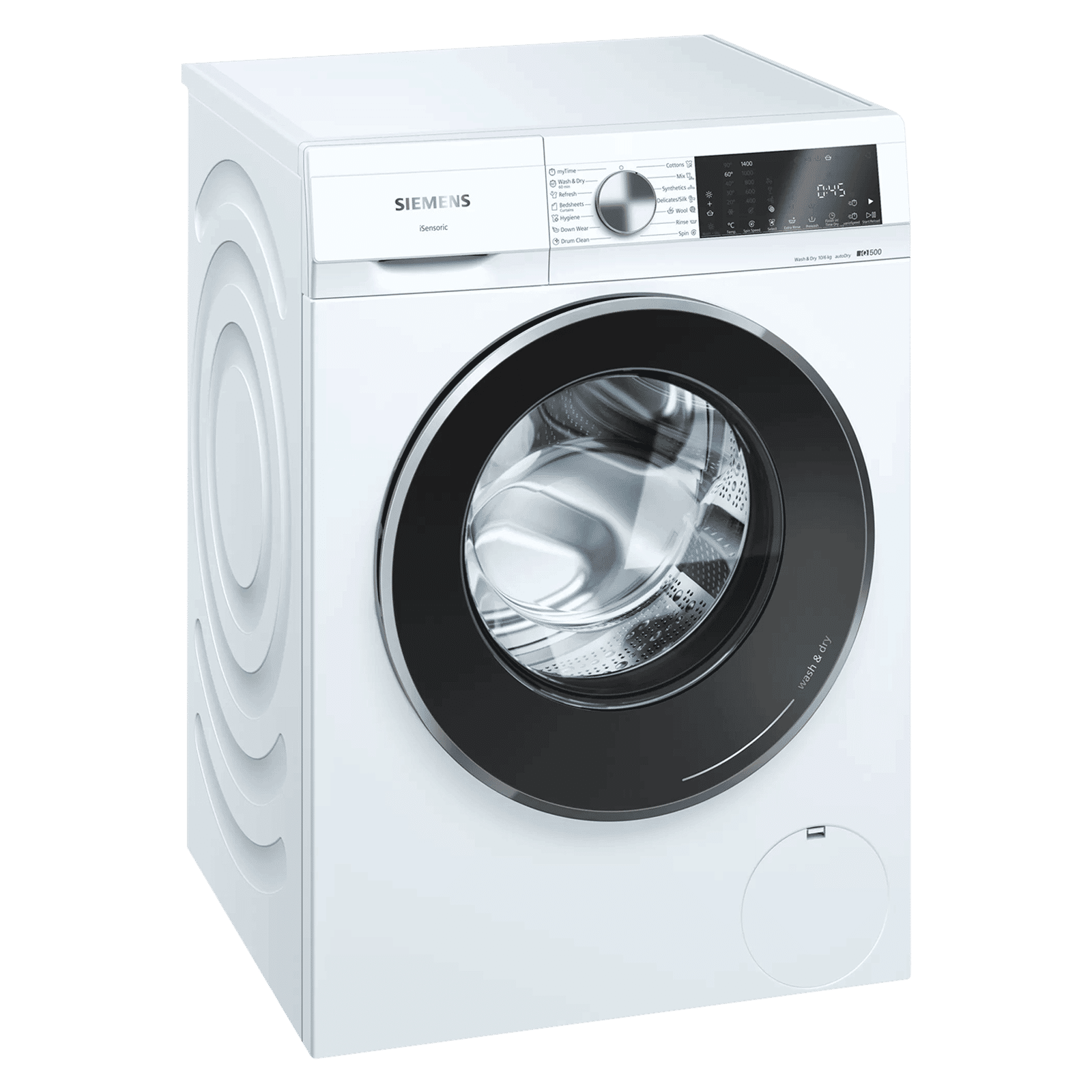 SIEMENS 10/6 kg Fully Automatic Front Load Washer Dryer (iQ500, WN54A2U0IN, Wave Drum, White)