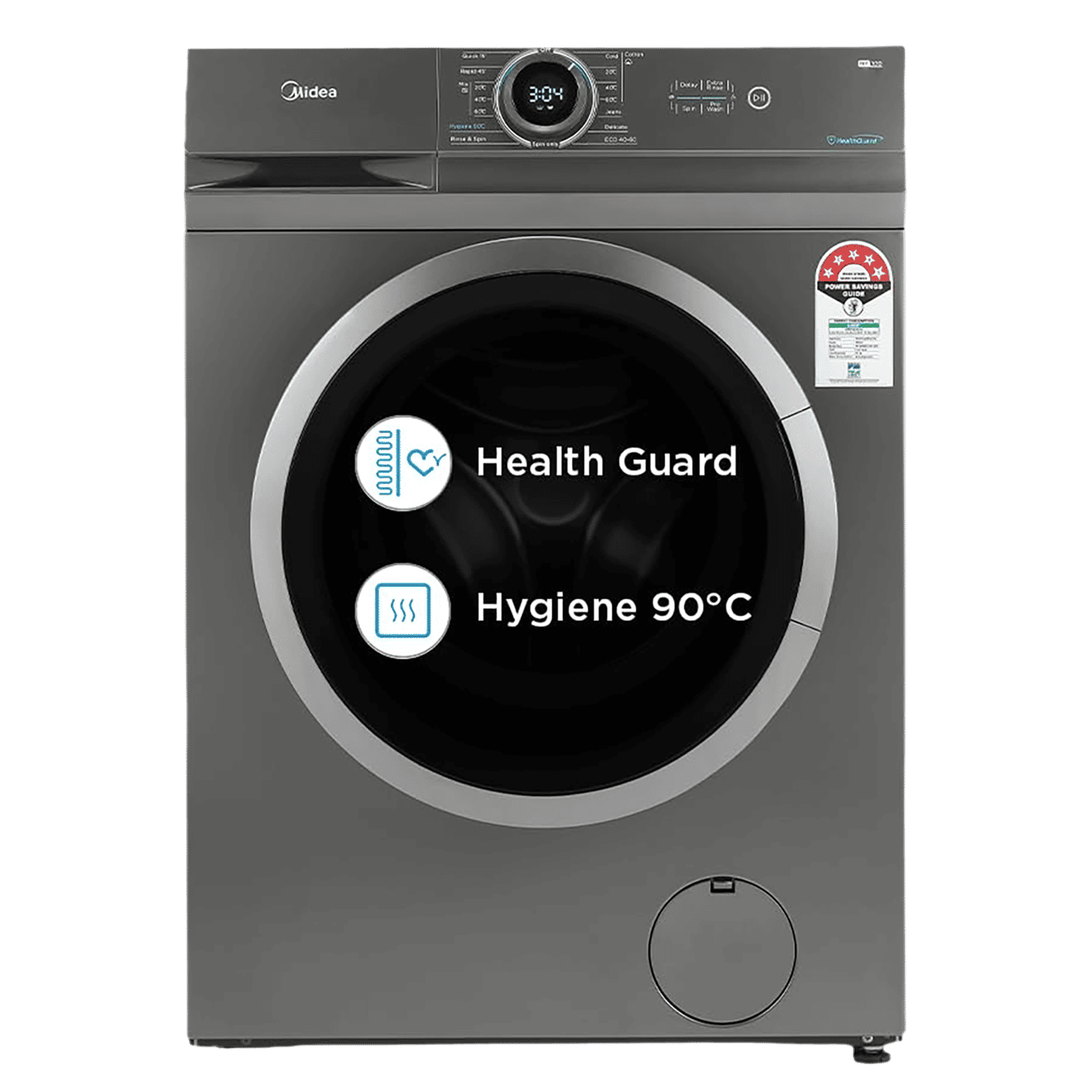 Midea 7 kg 5 Star Fully Automatic Front Load Washing Machine (MF100W70/T-IN, In-Built Heater, Dark Grey)