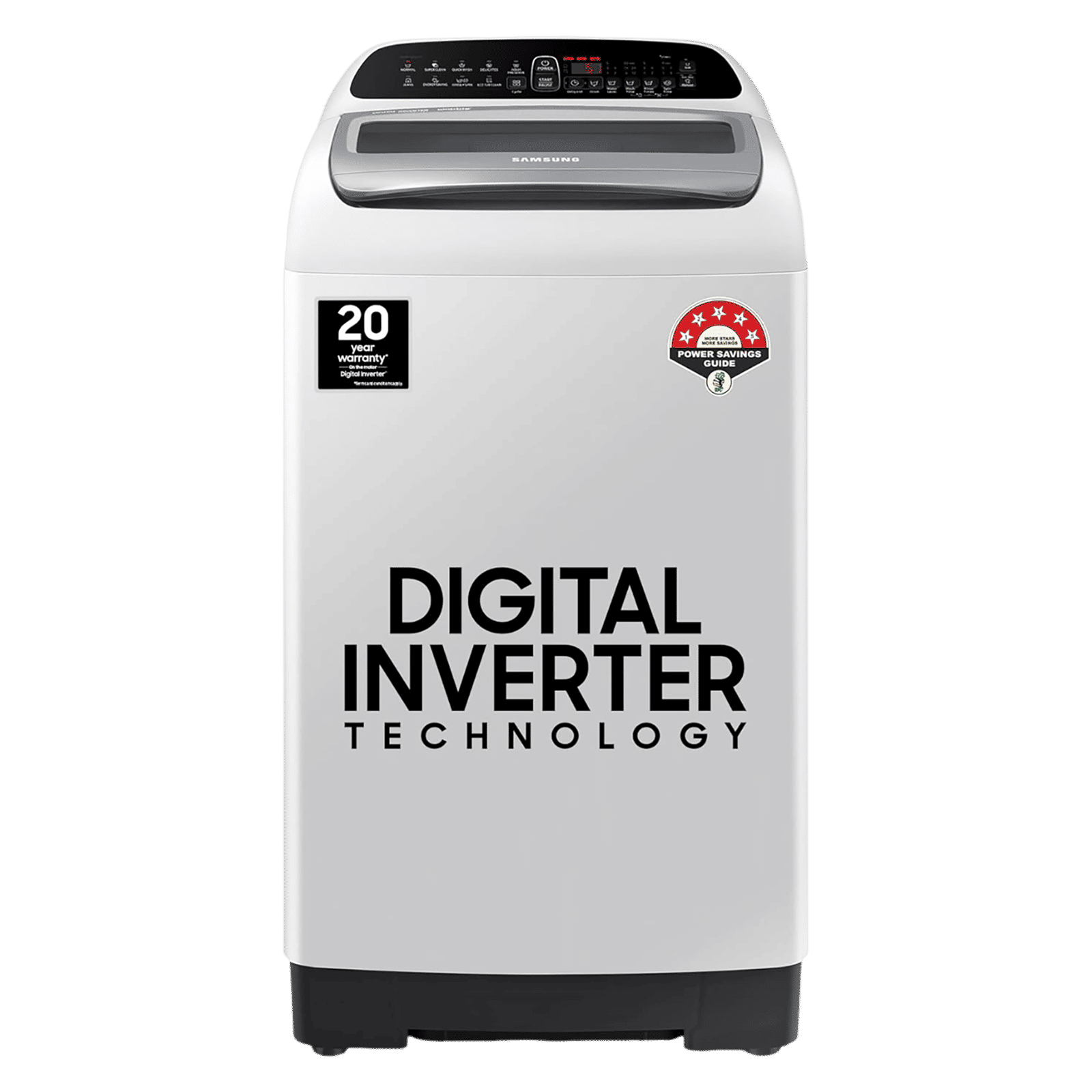 SAMSUNG 6.5 kg 5 Star Inverter Fully Automatic Top Load Washing Machine (WA65T4262GG/TL, Diamond Drum, Gray)