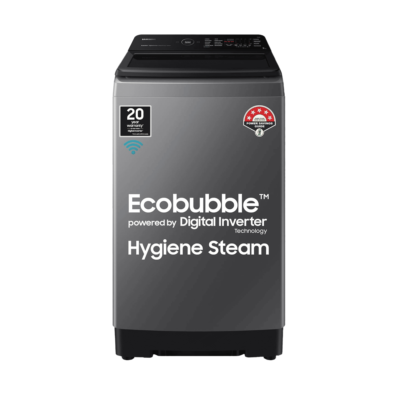 SAMSUNG 9 kg 5 Star Fully Automatic Top Load Washing Machine (WA90BG4582BDTL, In-built Heater, Dark Gray)