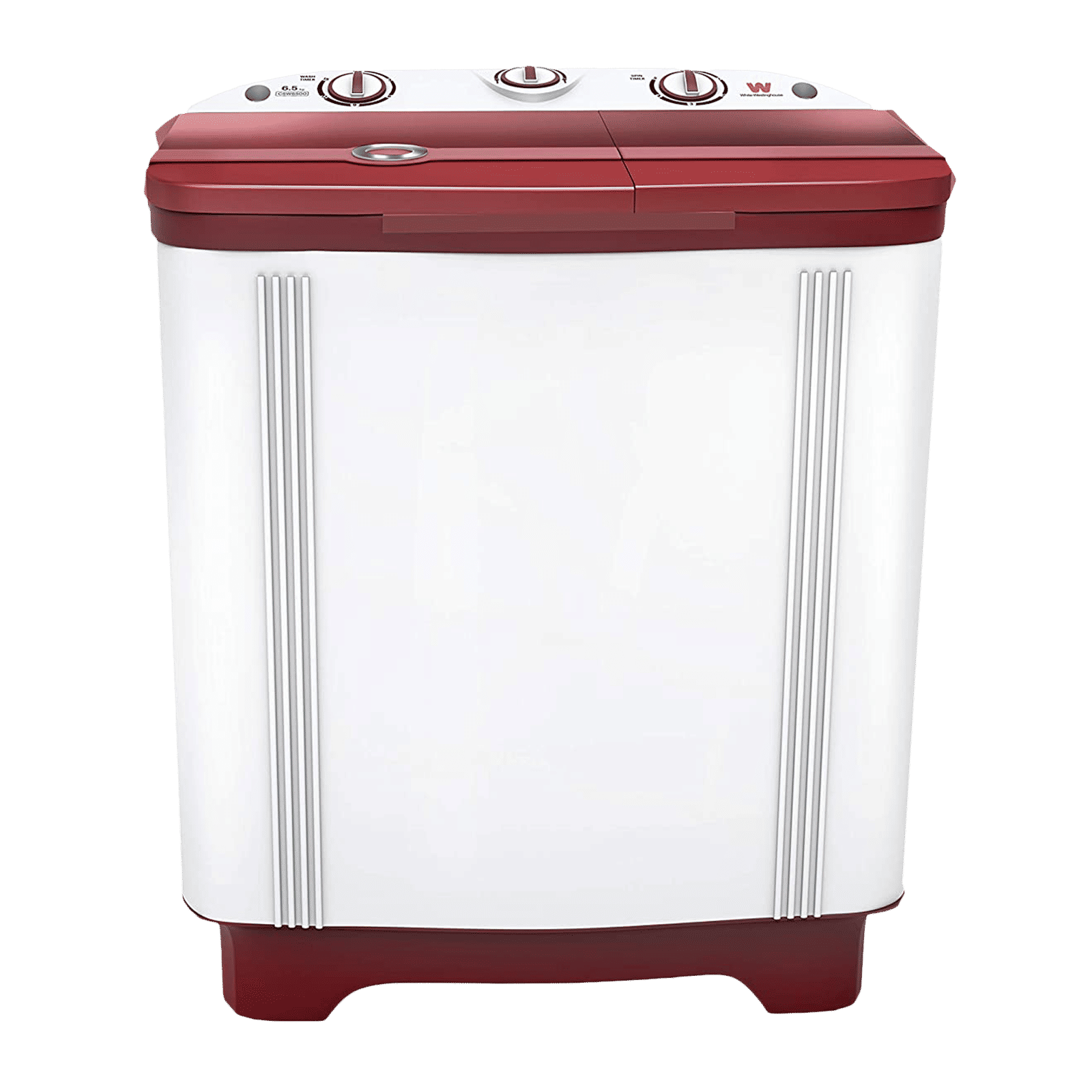 White Westinghouse 6.5 kg Semi-Automatic Washing Machine with Lint Filter (CSW6500, White/Maroon)