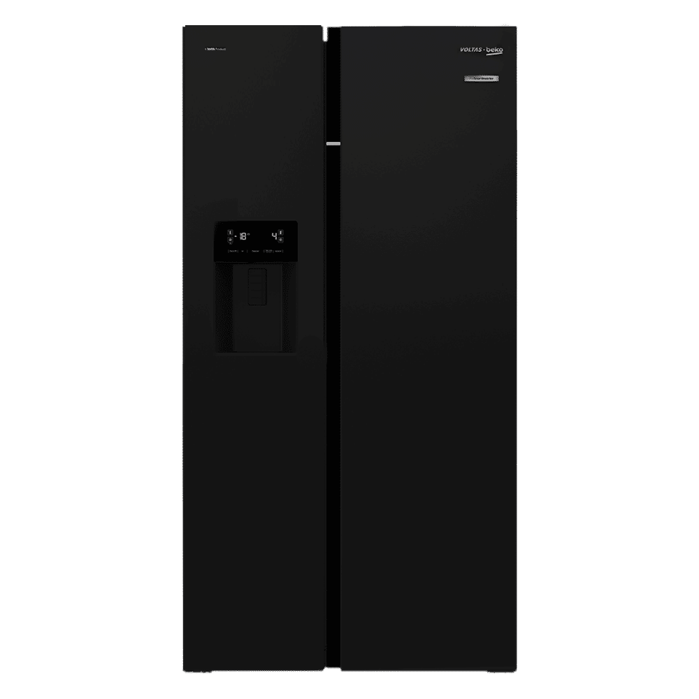 VOLTAS beko 634 Litres Frost Free Side by Side Refrigerator with Neo Frost Dual Cooling (RSB655GBRF, Glass Black)