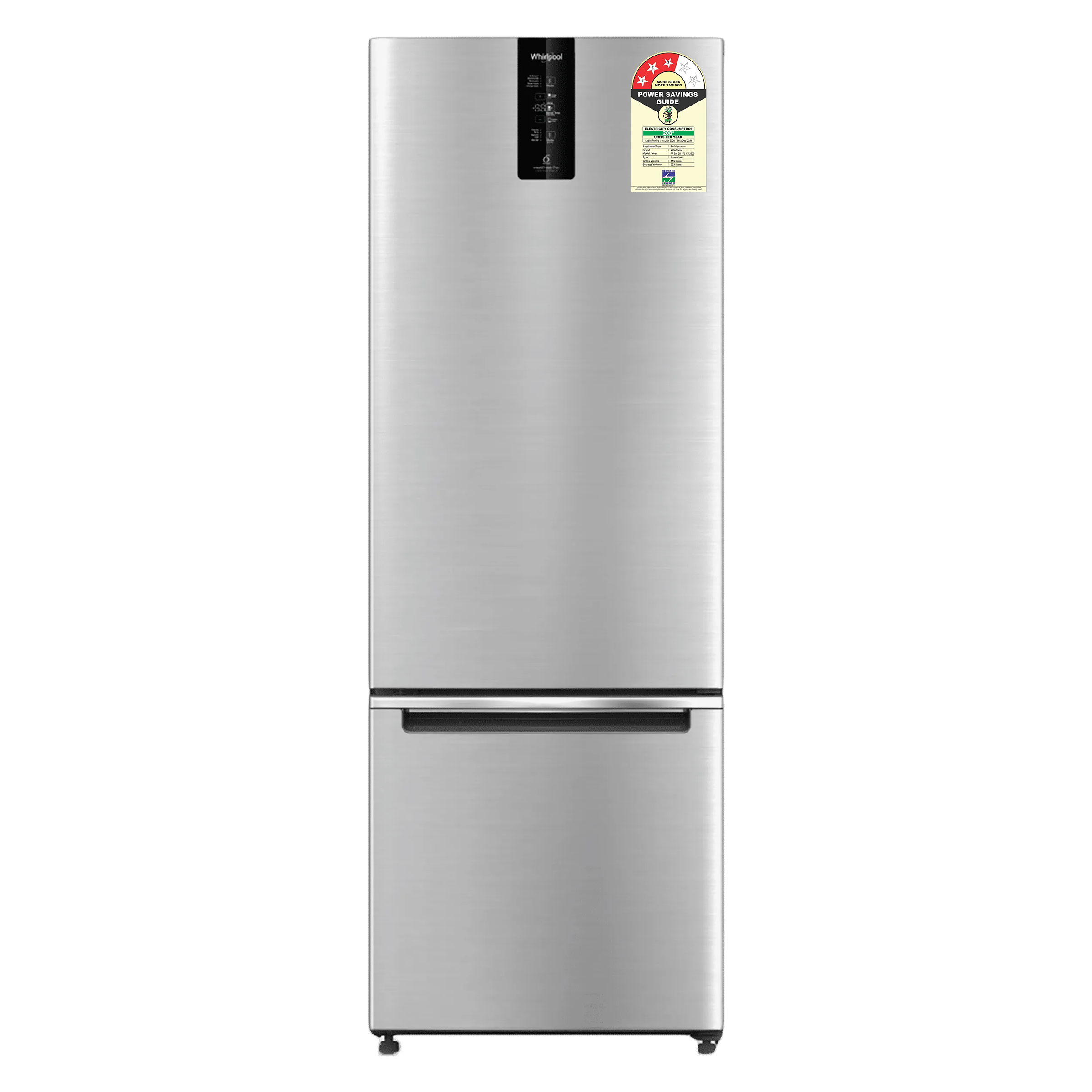 Whirlpool Intellifresh Pro 355 Litres 3 Star Frost Free Double Door Bottom Mount Convertible Refrigerator with MicroBlock Technology (IFPRO BM INV CNV, Omega Steel)