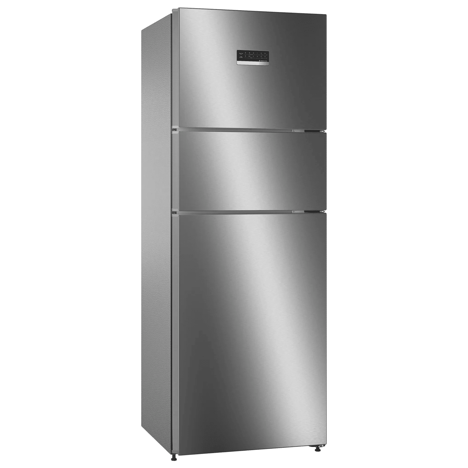 BOSCH Series 4 335 Litres Frost Free Triple Door Convertible Refrigerator with Temperature Display (CMC36K05NI, Smoky Steel)