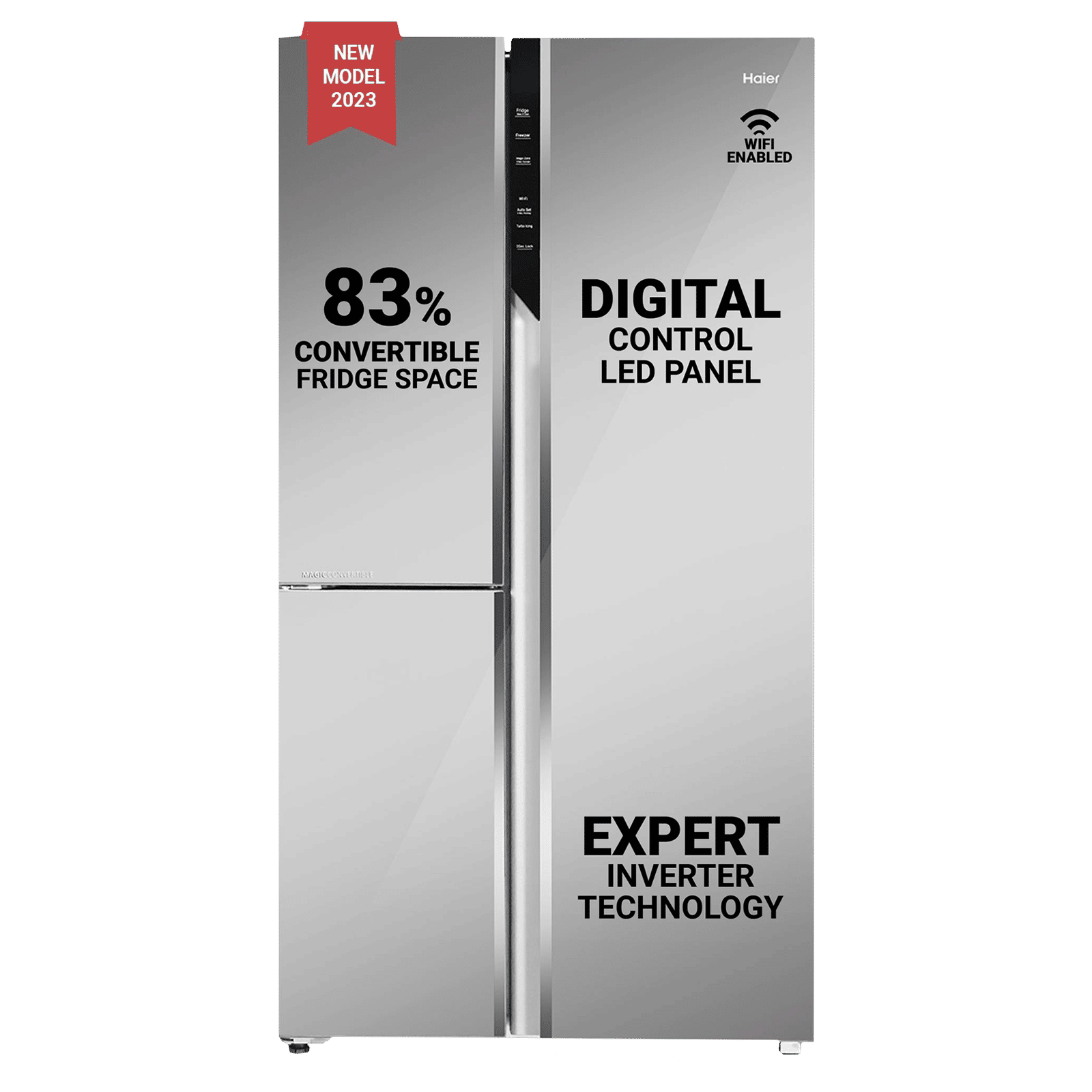 Haier 628 Litres Frost Free Side by Side Door Smart Wifi Enabled Refrigerator with Convertible Magic Zone (HRT-628PMGU1, Mirror Glass)