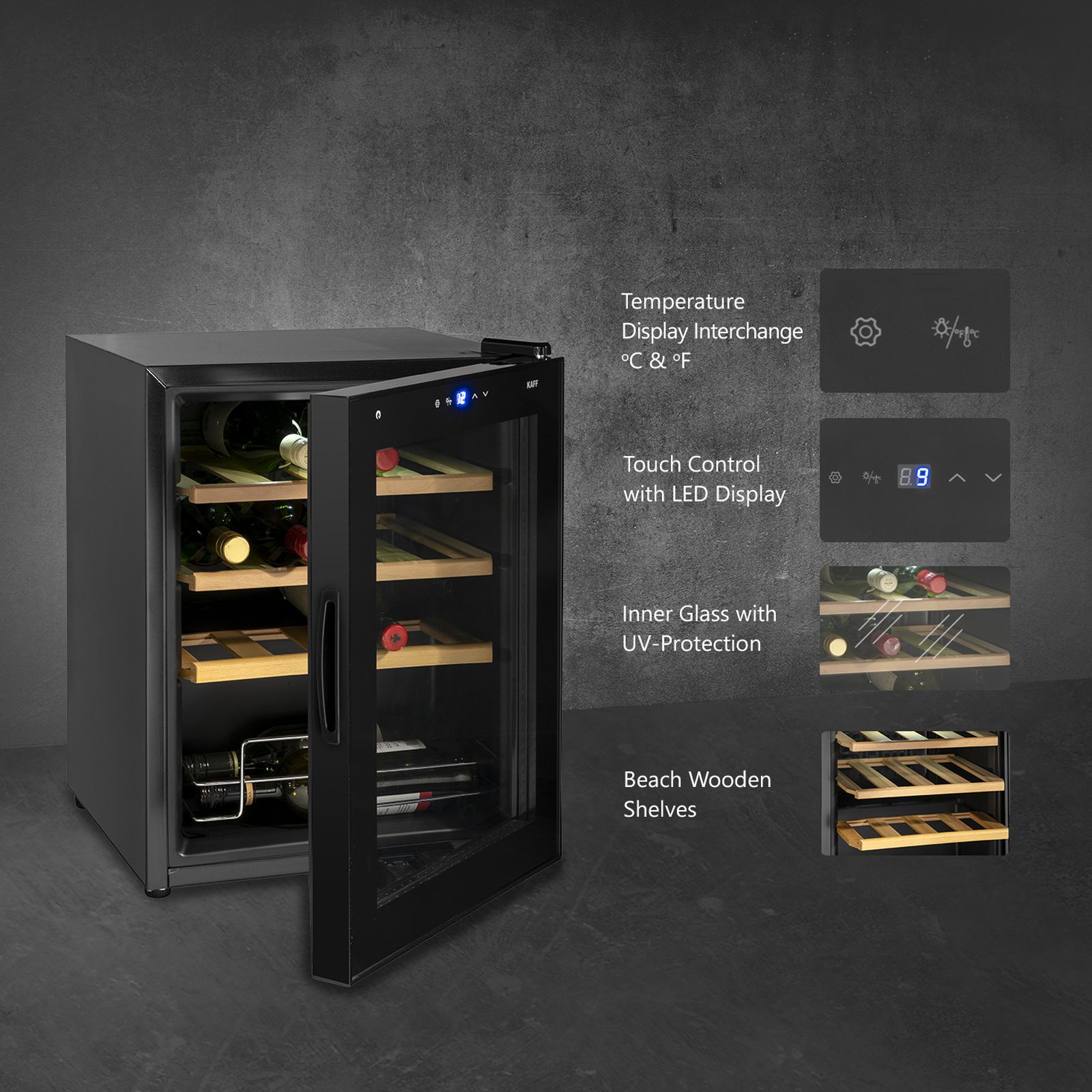 Buy KAFF KWC 42 Litres 16 Bottles Wine Cooler (Child Lock, WC42BW