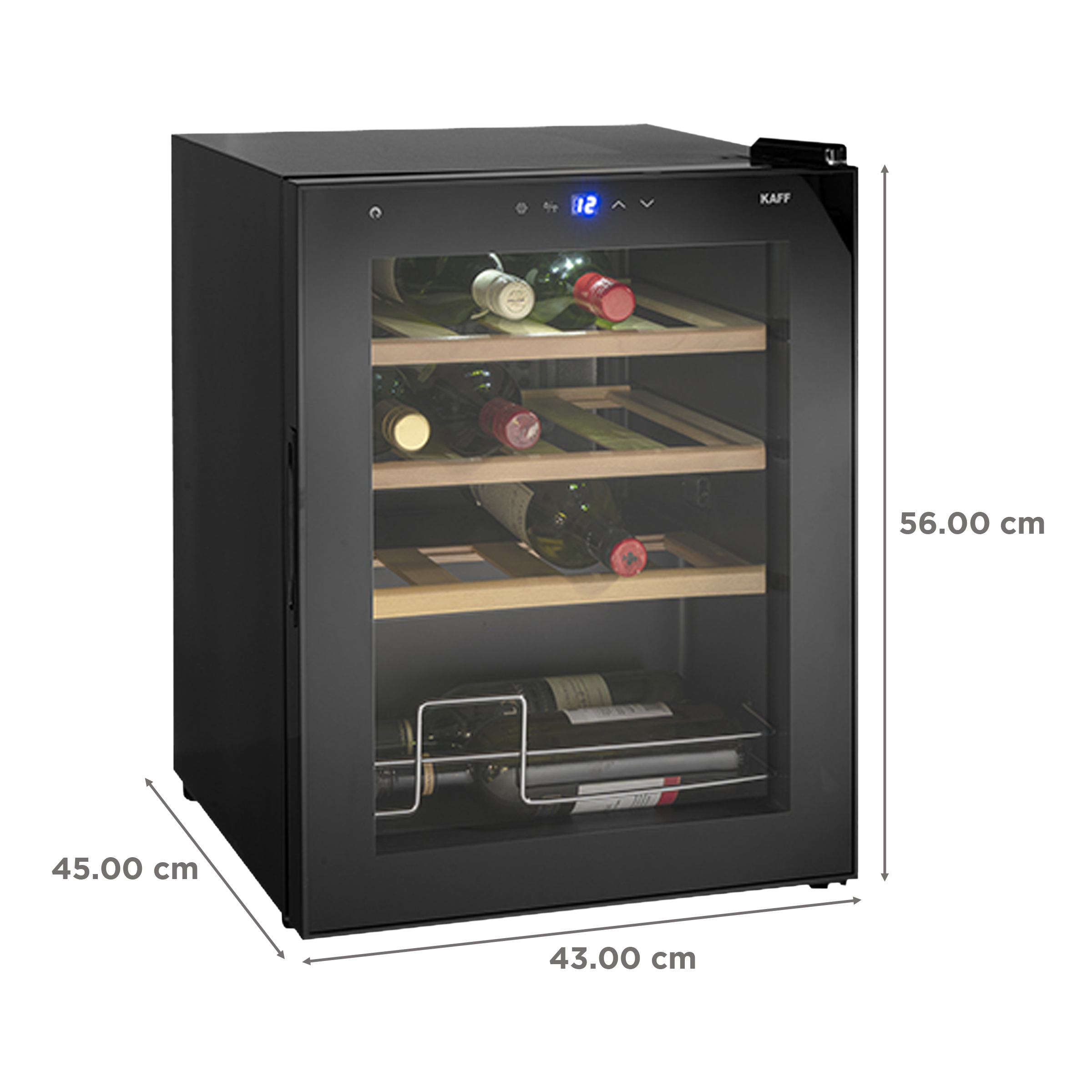 KAFF KWC 42 Litres 16 Bottles Wine Cooler (Child Lock, WC42BW, Black)