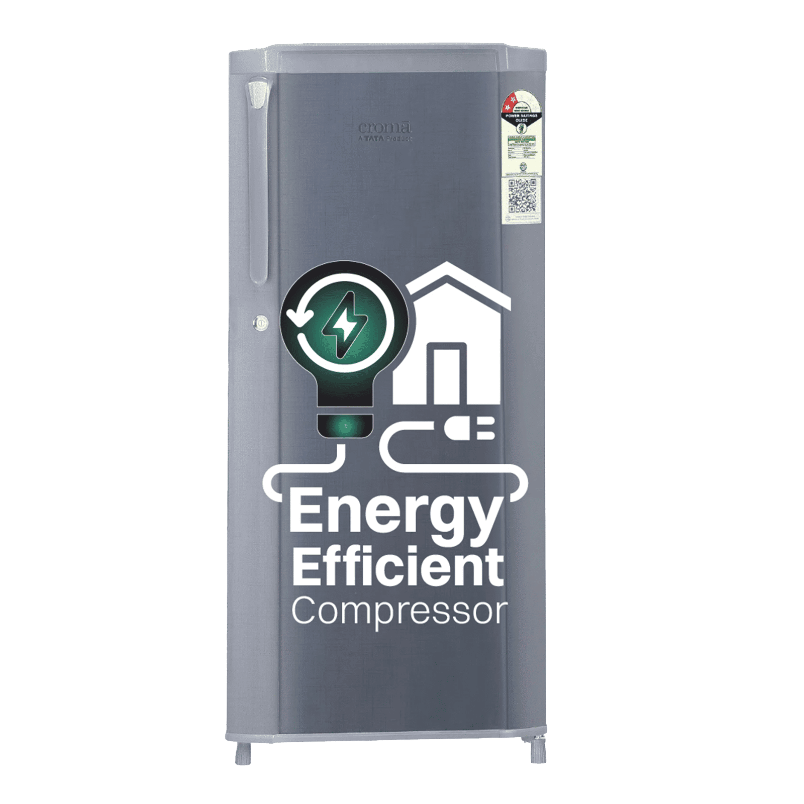 Croma 185 Litres 2 Star Direct Cool Single Door Refrigerator with Anti Fungal Gasket ( Criss Cross Metallic Grey)