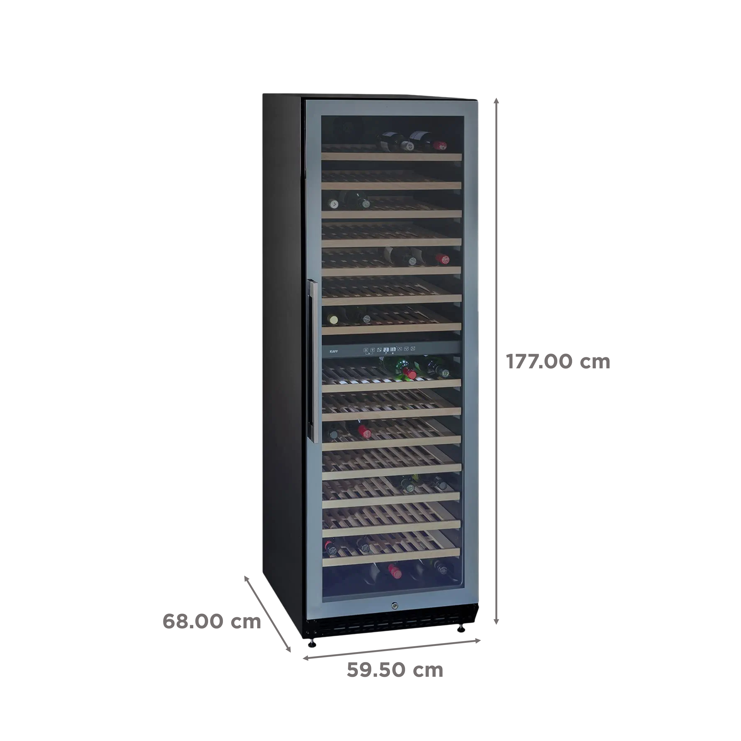 KAFF 418 Litres 171 Bottles Wine Cooler (Inner Glass with UV Protection, WC  418 DZ, Black)