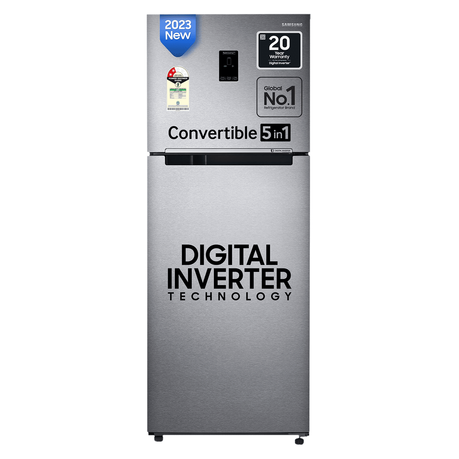 SAMSUNG 385 Litres 2 Star Frost Free Double Door Convertible Refrigerator with Deodorizer (RT42C5532S9/HL, Refined Inox)