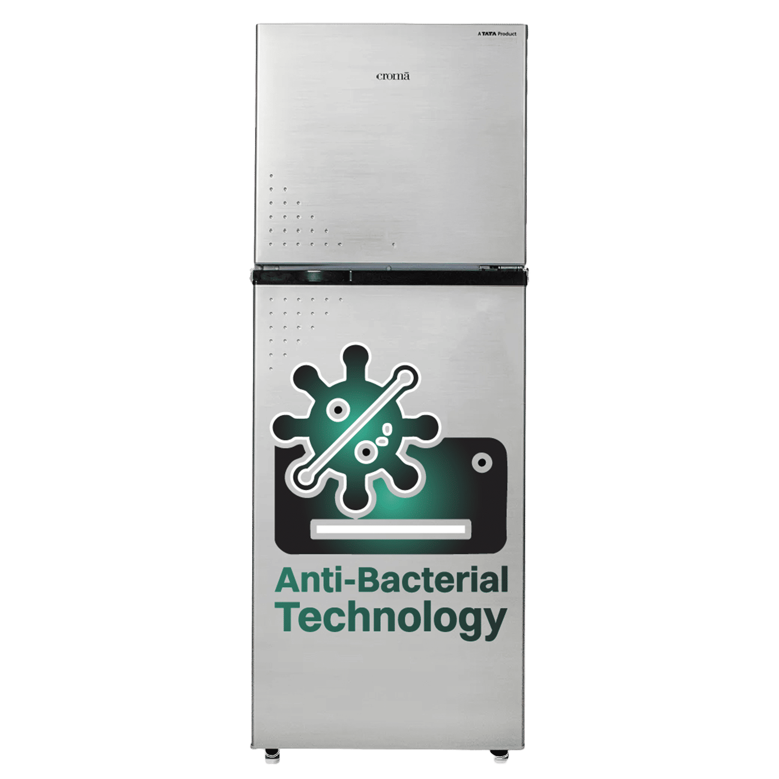 Croma 256 Litres 2 Star Frost Free Double Door Refrigerator with Inverter Technology ( Shining Silver)