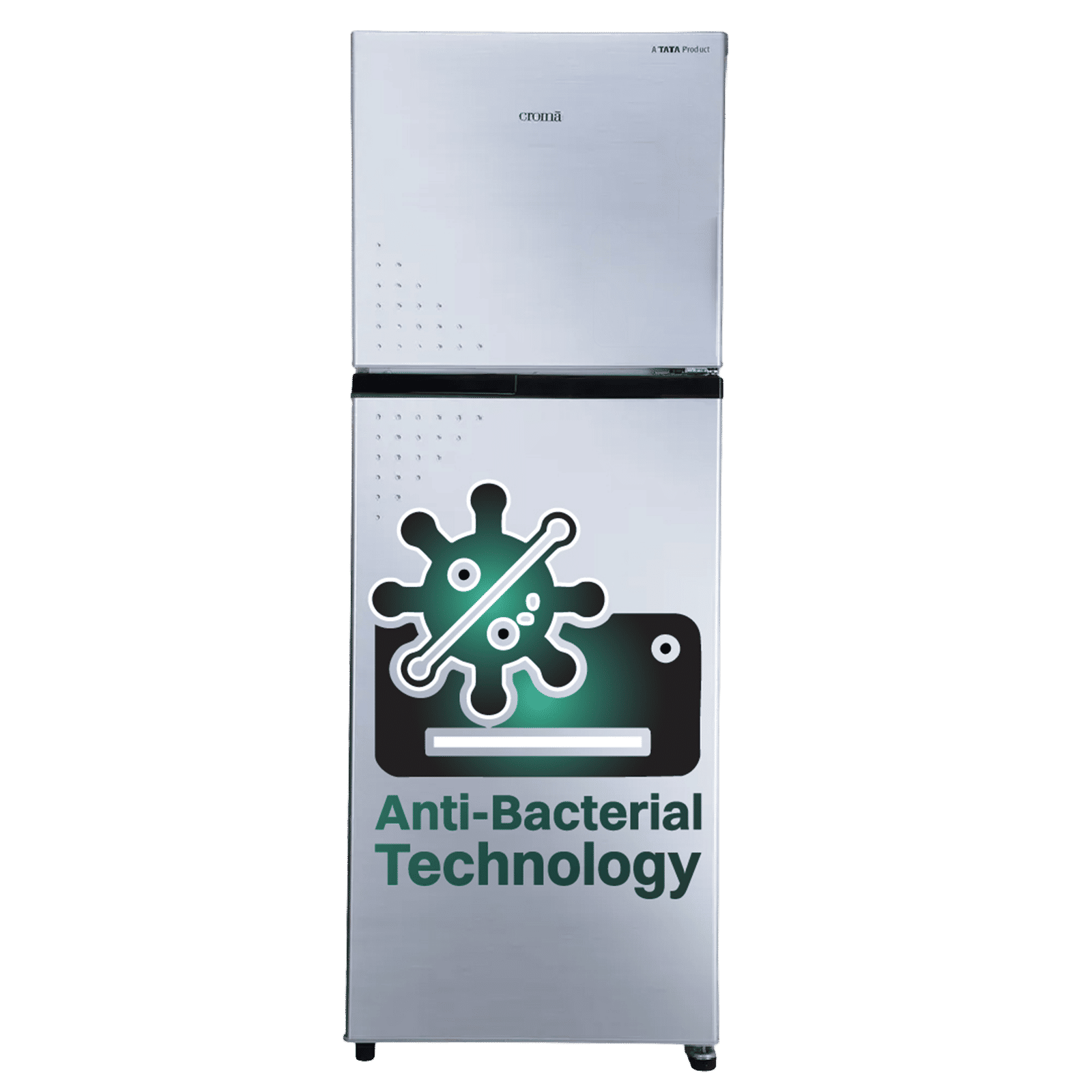 Croma 236 Litres 2 Star Frost Free Double Door Refrigerator with Inverter Technology ( Shining Silver)
