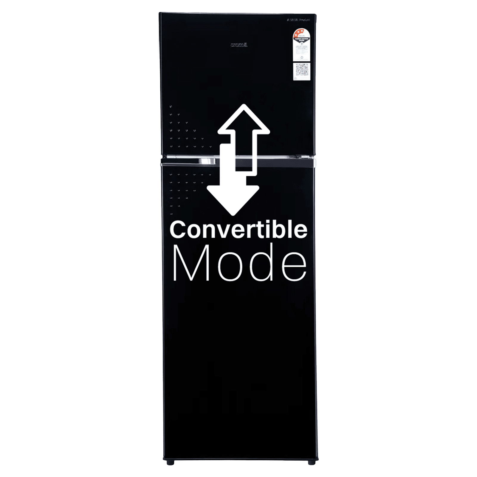 Croma 303 Litres 3 Star Frost Free Double Door Convertible Refrigerator with Inverter Technology ( Black Uniglass)