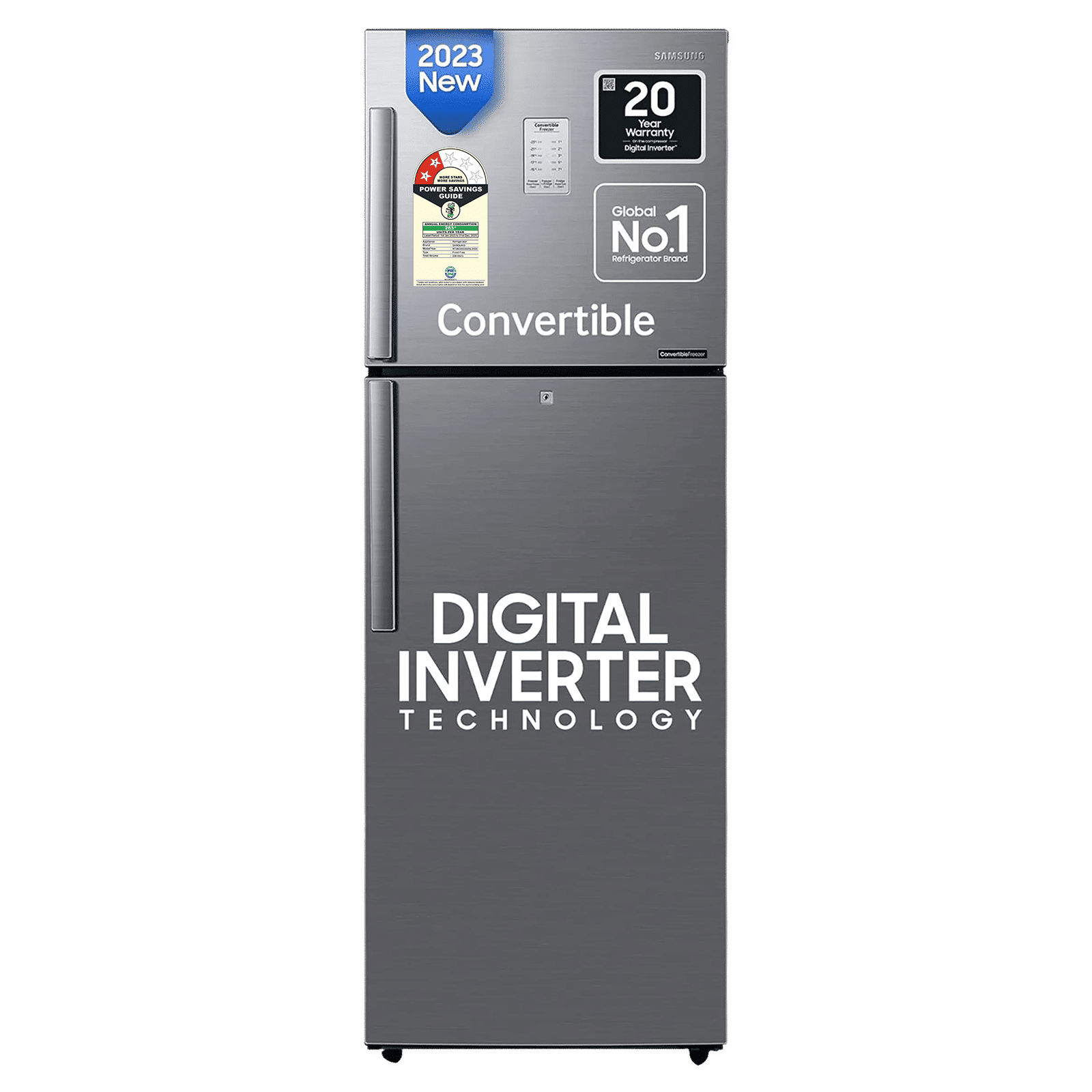 SAMSUNG 236 Litres 2 Star Frost Free Double Door Convertible Refrigerator with Anti Bacterial Gasket (RT28C3922S9/HL, Refined Inox)