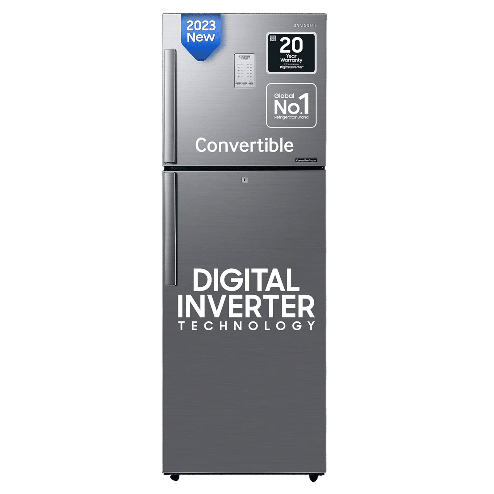 SAMSUNG 236 Litres 2 Star Frost Free Double Door Convertible Refrigerator with Digital Inverter Technology (RT28C3922S9/HL, Refined Inox)