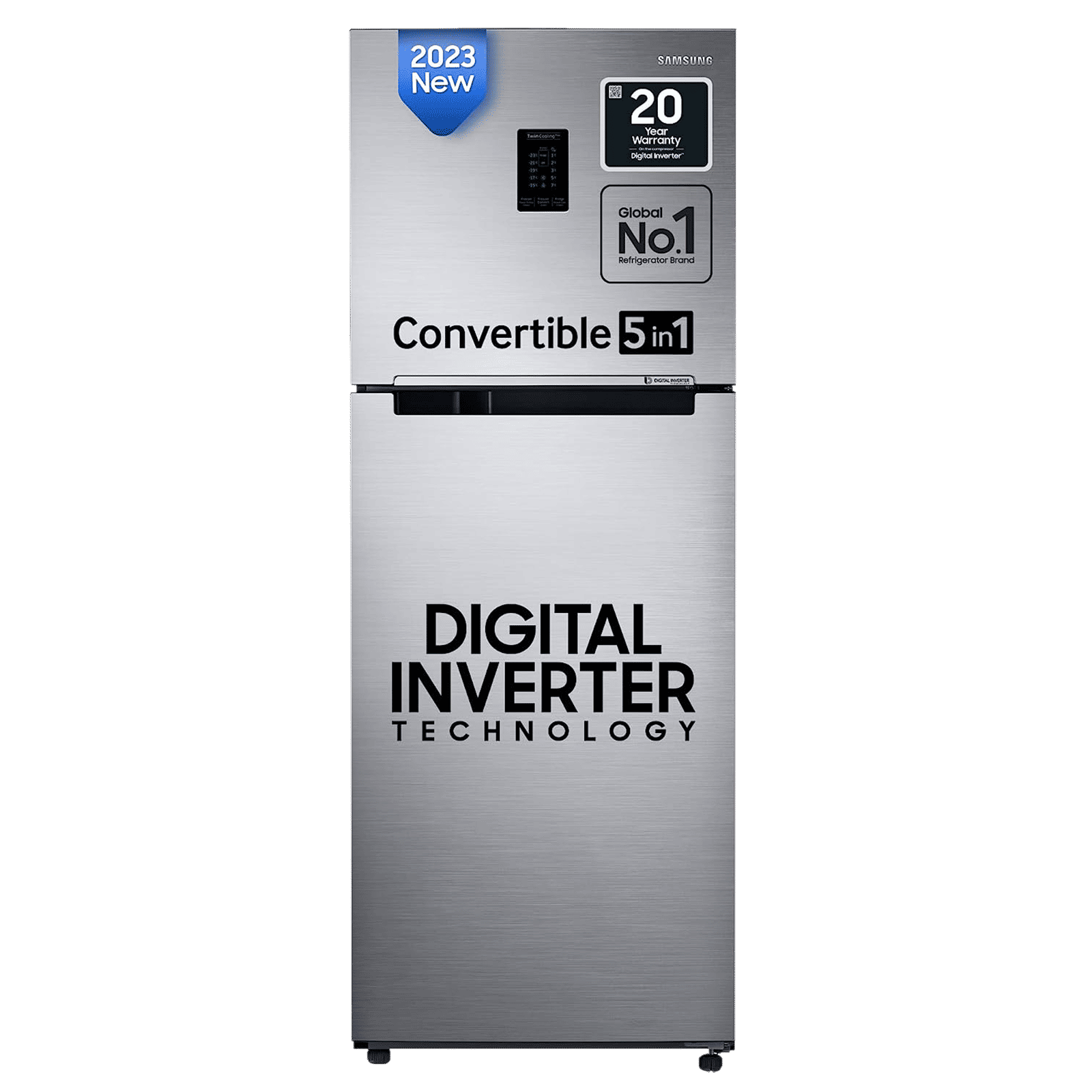 SAMSUNG 322 Litres 2 Star Frost Free Double Door Convertible Refrigerator with Anti Bacterial Gasket (RT37C4512S8/HL, Elegant Inox)