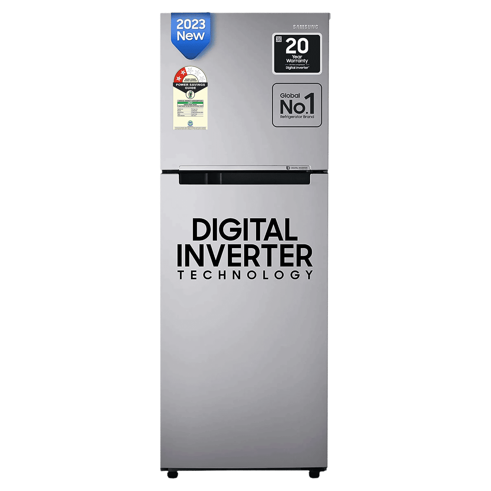 SAMSUNG 236 Litres 2 Star Frost Free Double Door Refrigerator with Digital Inverter Technology (RT28C3032GS/HL, Gray Silver)