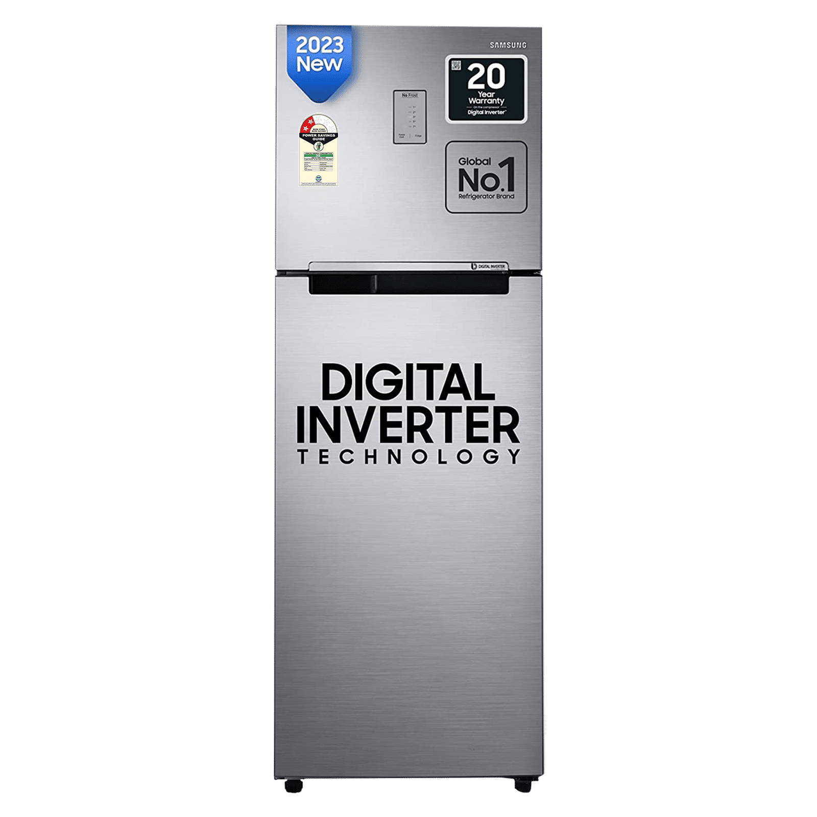 SAMSUNG 256 Litres 2 Star Frost Free Double Door Refrigerator with Toughened Glass Shelves (RT30C3442S9/HL, Refined Inox)