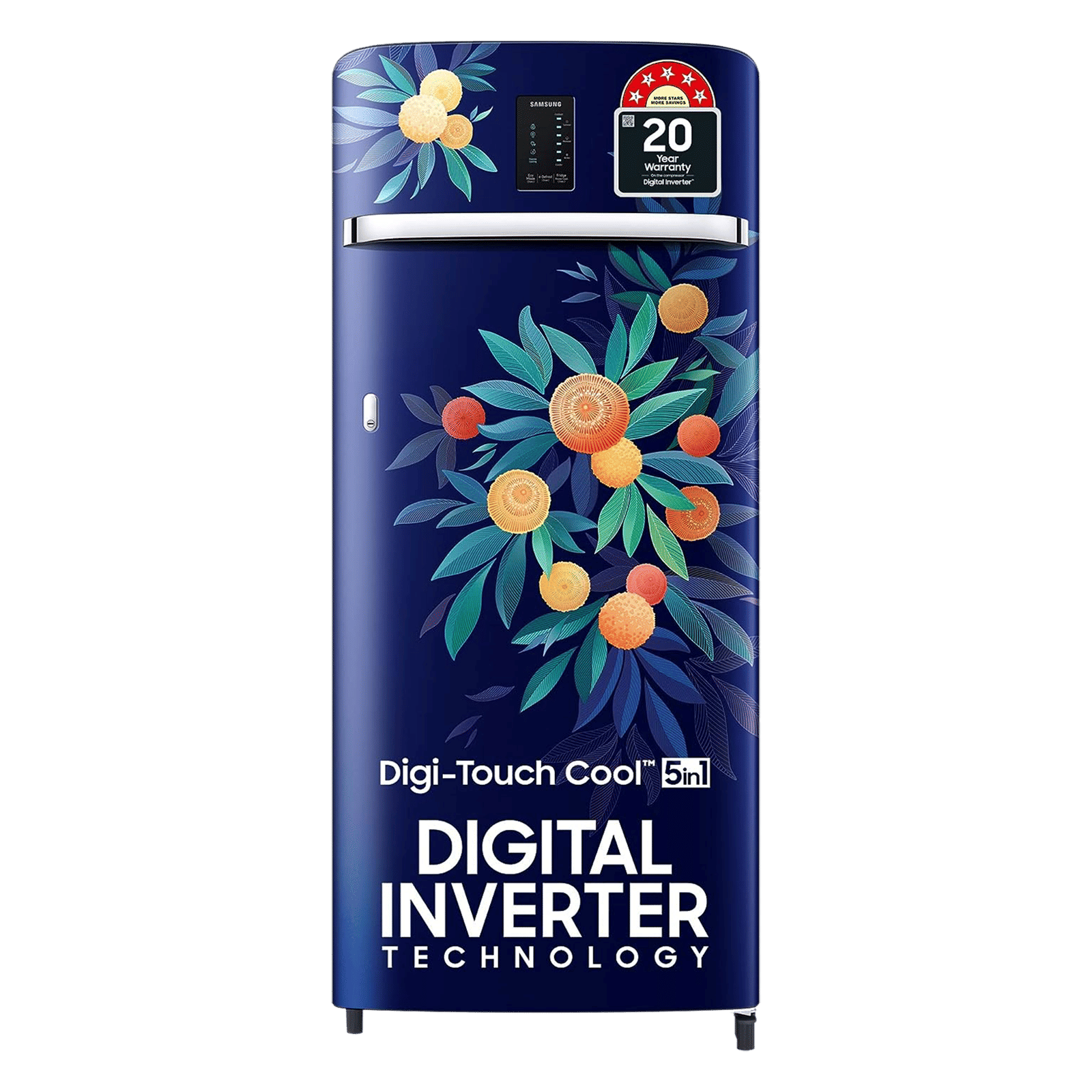 SAMSUNG 215 Litres 5 Star Direct Cool Single Door Refrigerator with Digi-Touch Cool (RR23C2E35NK/HL, Orange Blossom Blue)