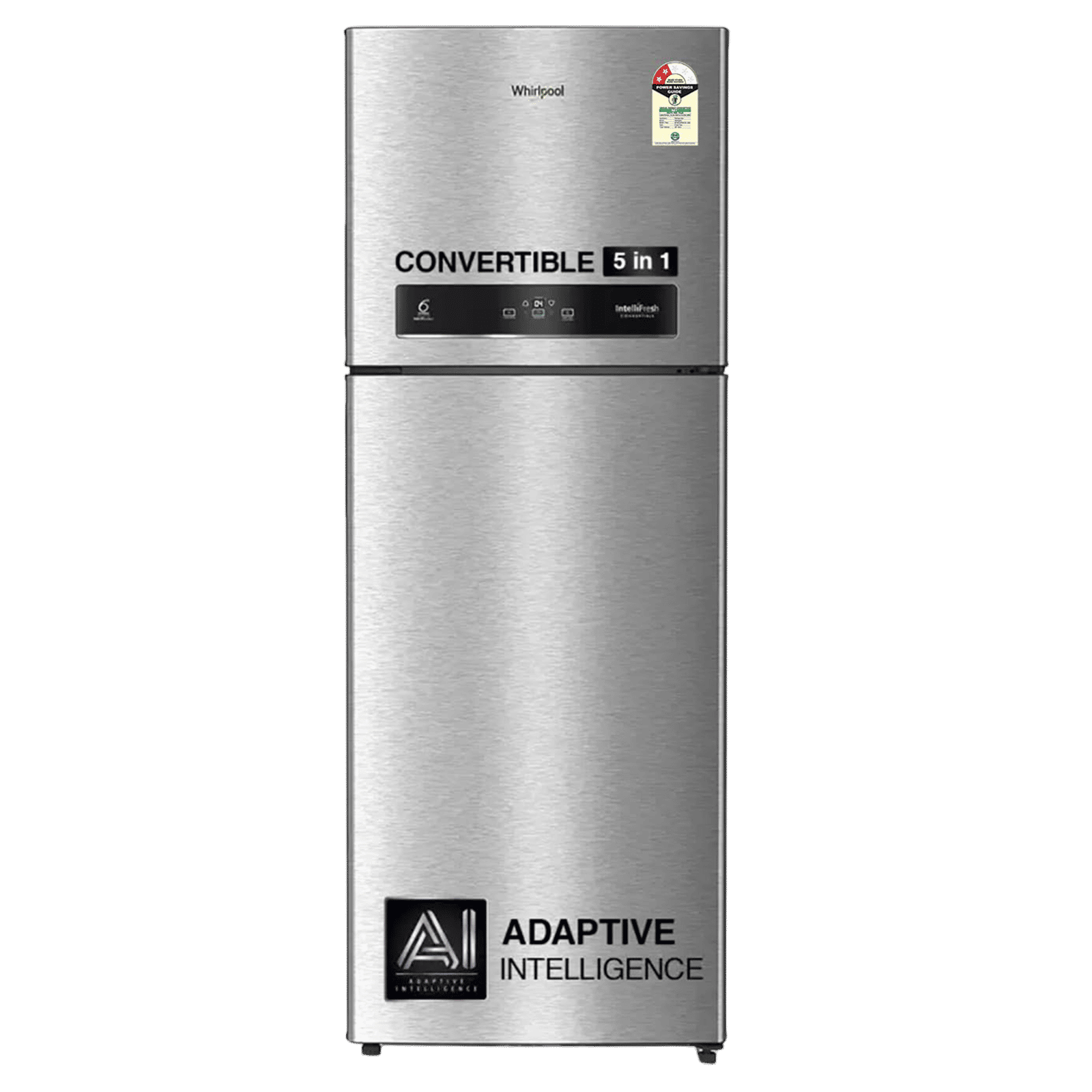 Whirlpool Intellifresh Platina 515 467 Litres 2 Star Frost Free Double Door Convertible Refrigerator with 6th Sense Technology (Grey)