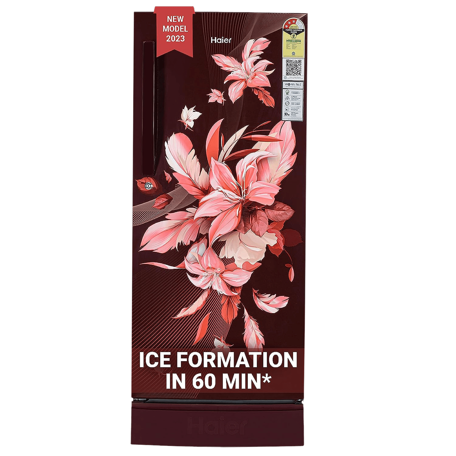 Haier 190 Litres 3 Star Direct Cool Single Door Refrigerator with Antibacterial Gasket (HED-203RFB-P, Red Opal)