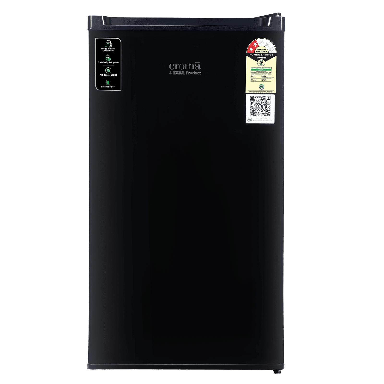 Croma 84 Litres 2 Star Direct Cool Single Door Refrigerator with Reversible Door ( Black)