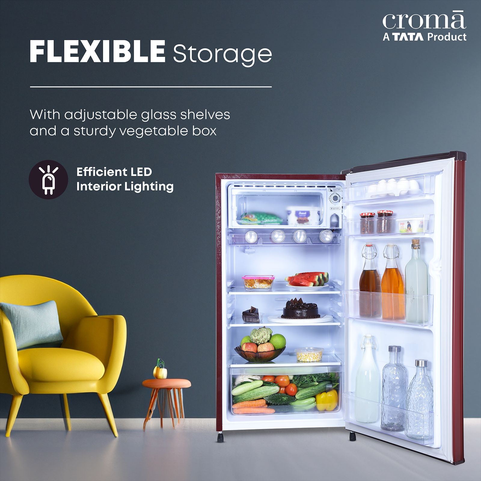 Buy Croma 165 Litres Star Direct Cool Single Door Refrigerator