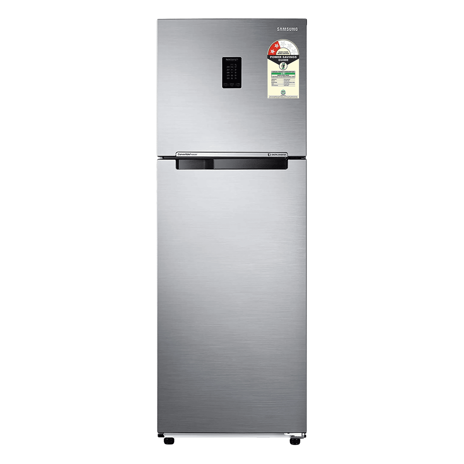 SAMSUNG 322 Litres 2 Star Frost Free Double Door Convertible Refrigerator with Twin Cooling Plus Technology (RT37C4522S8/HL, Elegant Inox)