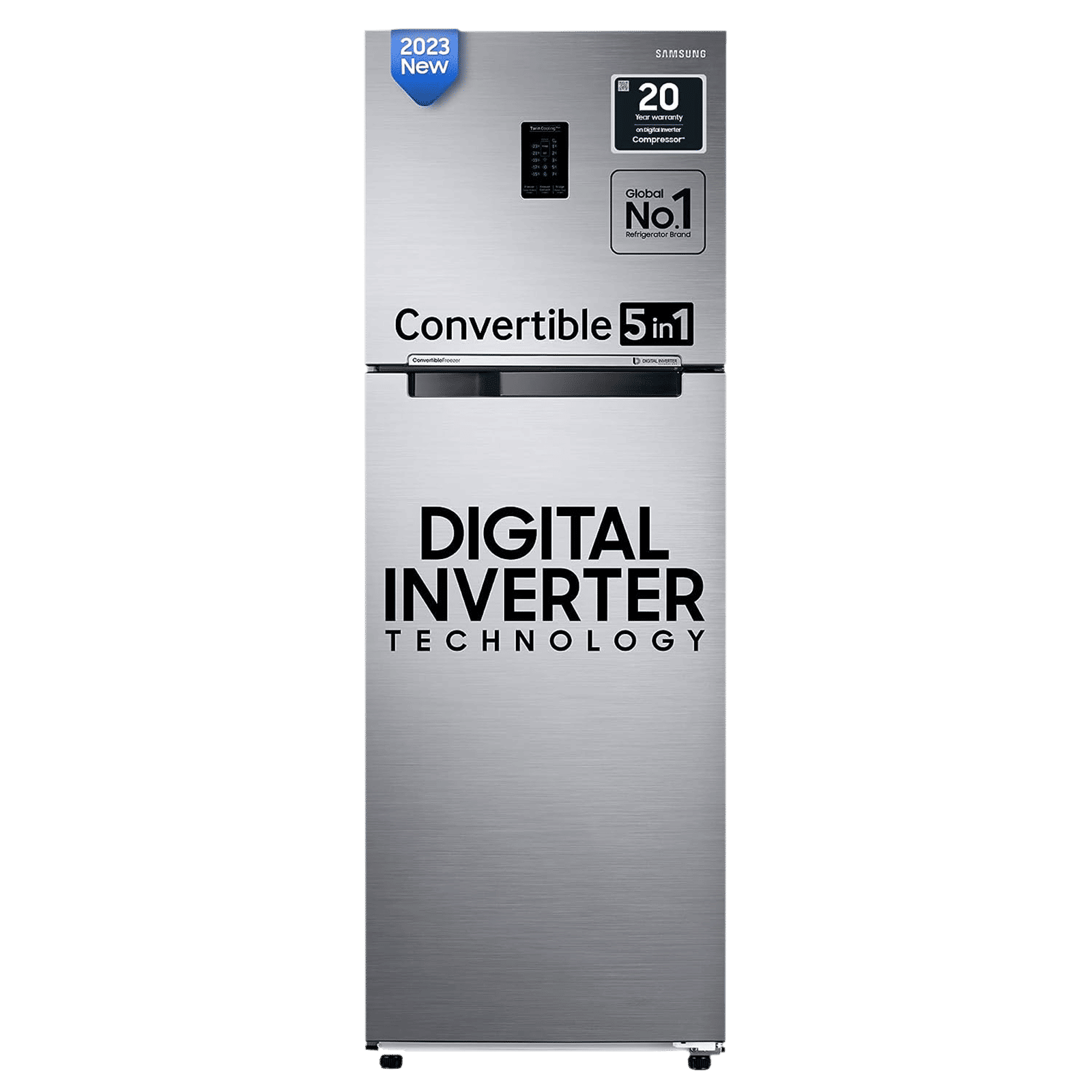 SAMSUNG 322 Litres 3 Star Frost Free Double Door Convertible Refrigerator with Stabilizer Free Operation (RT37C4523S8/HL, Elegant Inox)