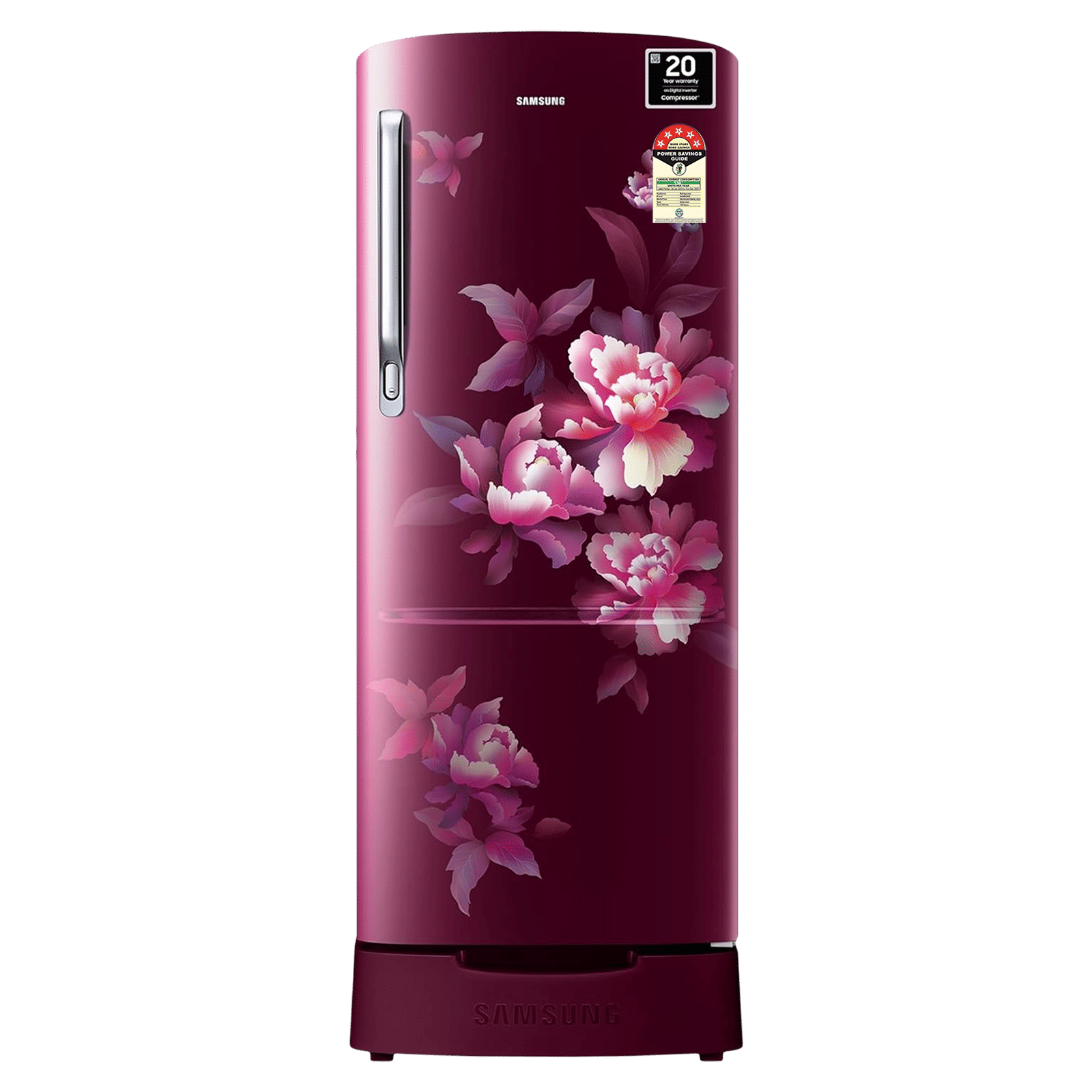 SAMSUNG Stylish Grande 183 Litres 5 Star Direct Cool Single Door Refrigerator with Anti Bacterial Gasket (RR20D2825HN/NL, Himalaya Poppy Red)