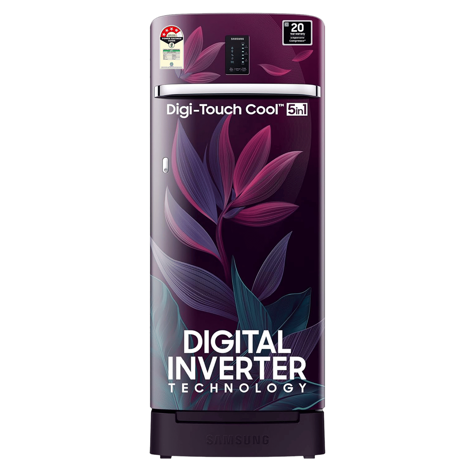 SAMSUNG Digi-Touch Cool 215 Litres 4 Star Direct Cool Single Door Refrigerator with Anti Bacterial Gasket (RR23D2F349R/HL, Paradise Bloom Purple)