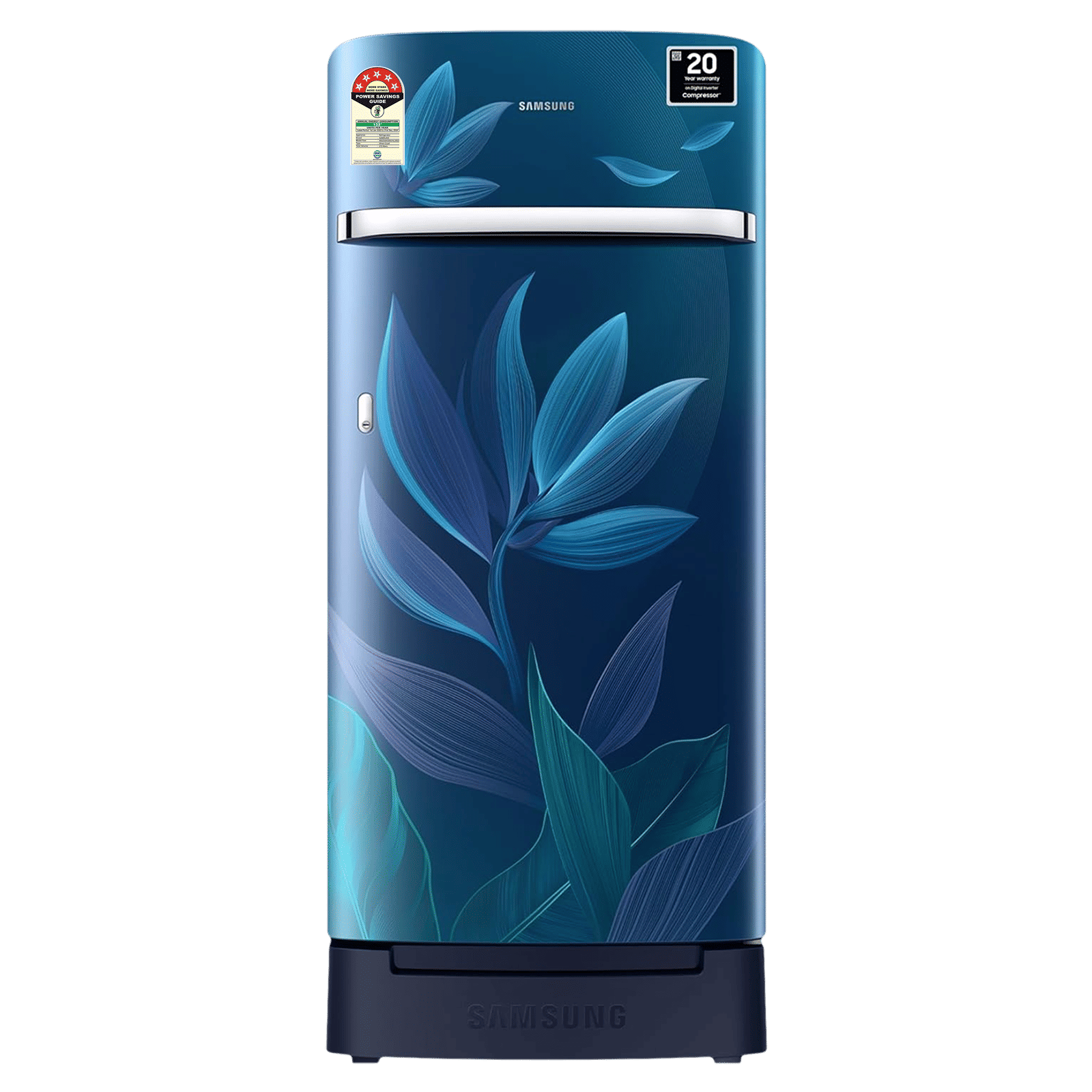 SAMSUNG Horizontal Curve 215 Litres 5 Star Direct Cool Single Door Refrigerator with Anti Bacterial Gasket (RR23D2H359U/HL, Paradise Bloom Blue)