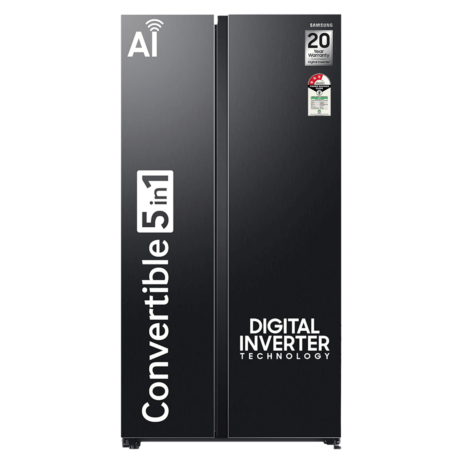 SAMSUNG 653 Litres 3 Star Frost Free Side by Side Convertible Refrigerator with Twin Cooling Plus Technology (RS76CG8003B1/HL, Black Matt)