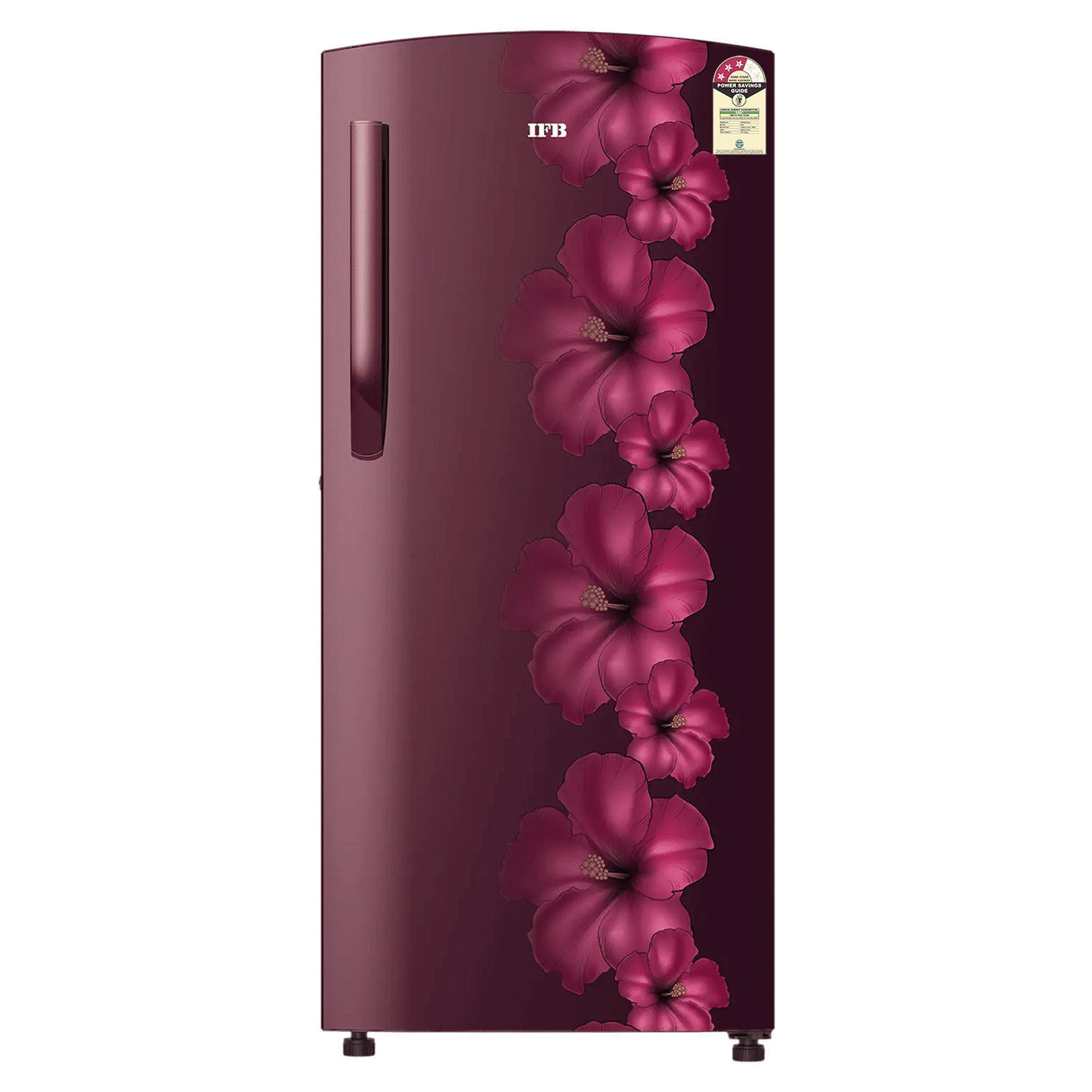 IFB Metal - Cool 187 Litres 3 Star Direct Cool Single Door Refrigerator with Anti Bacterial Gasket (IFBDC-2133FRH, Red Flower)