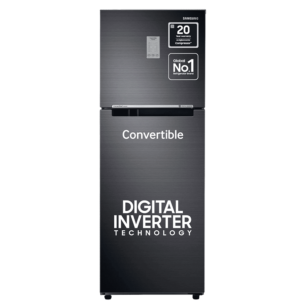 SAMSUNG 236 Litres 3 Star Frost Free Double Door Convertible Refrigerator with Anti Bacterial Gasket (RT28C3733BX/HL, Luxe Black)