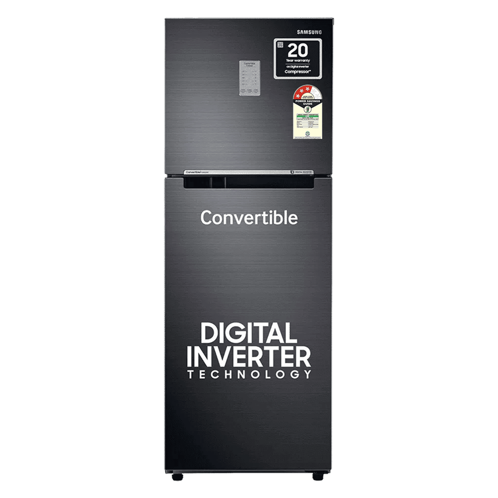 SAMSUNG 236 Litres 3 Star Frost Free Double Door Convertible Refrigerator with Anti Bacterial Gasket (RT28C3733BX/HL, Luxe Black)