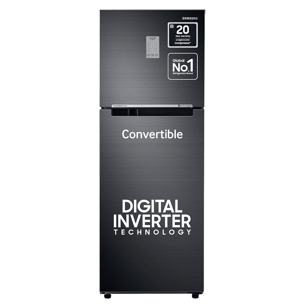SAMSUNG 236 Litres 3 Star Frost Free Double Door Convertible Refrigerator with Anti Bacterial Gasket (RT28C3733BX/HL, Luxe Black)