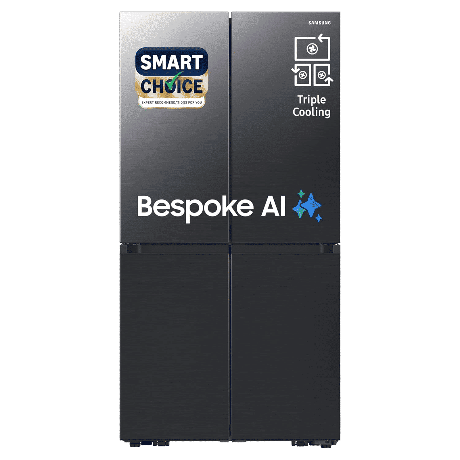 SAMSUNG 650 Litres Frost Free French Door Convertible Refrigerator with Triple Cooling (RF65DG90BDSG/TL, Black Caviar)